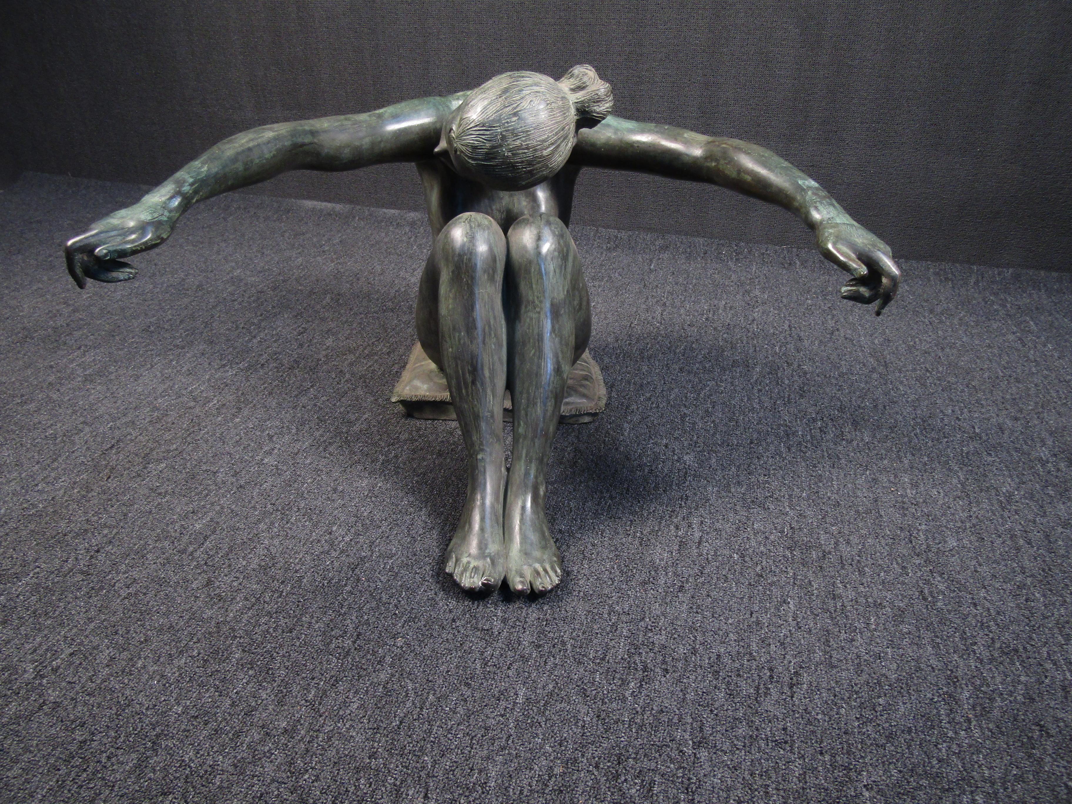 20th Century Bronze Sculpture, Woman Outstretched Arms