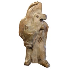 Monogrammed Bronze Sculpture "Woman with a Bird"