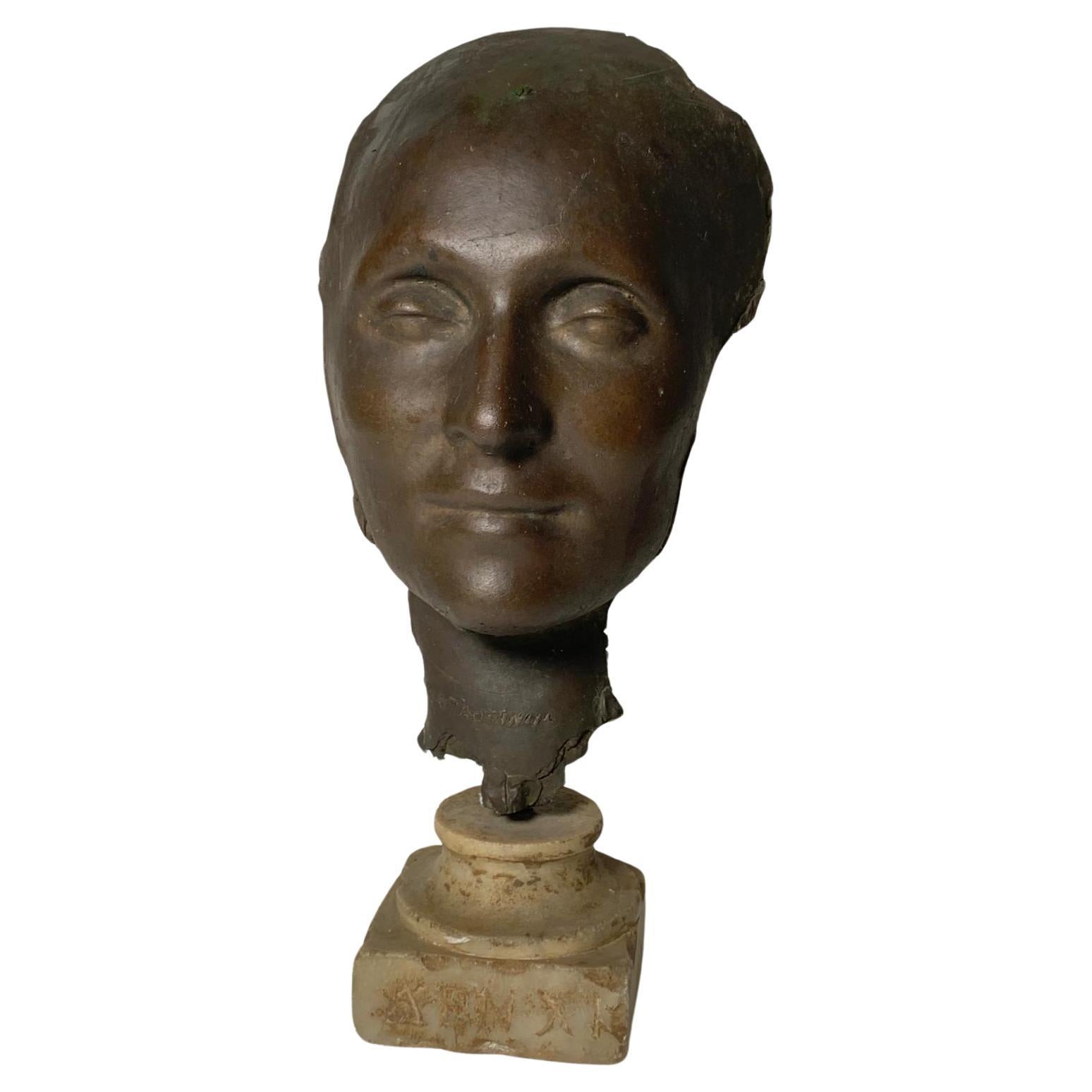 Bronze Sculpture Woman's Face by Umberto Mastroianni For Sale