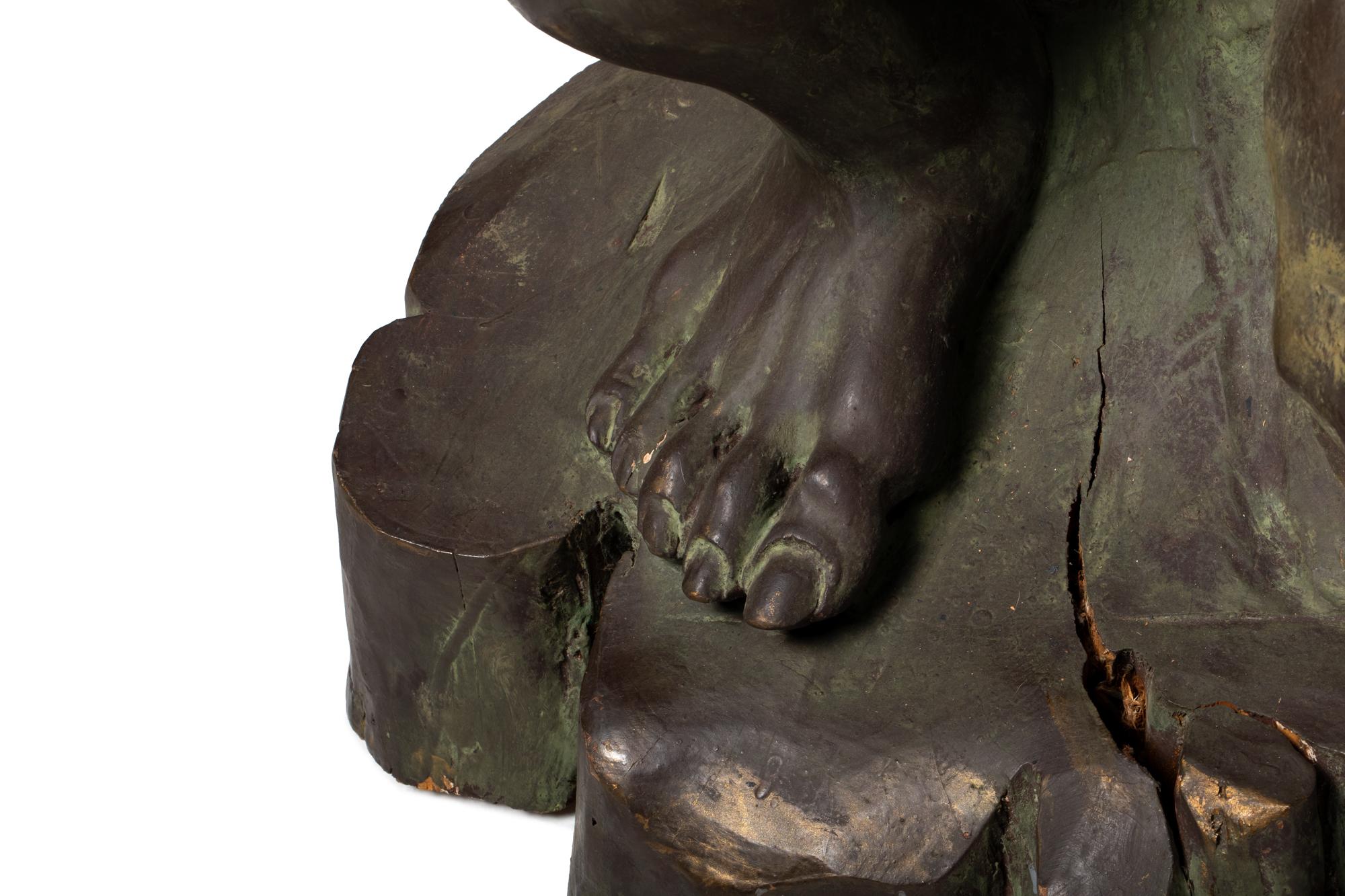 Bronze Sculptured Statue of an Atlas - European Woodwork from 1960's For Sale 2