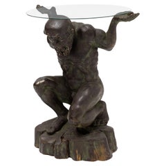 Bronze Sculptured Statue of an Atlas - European Woodwork from 1960's