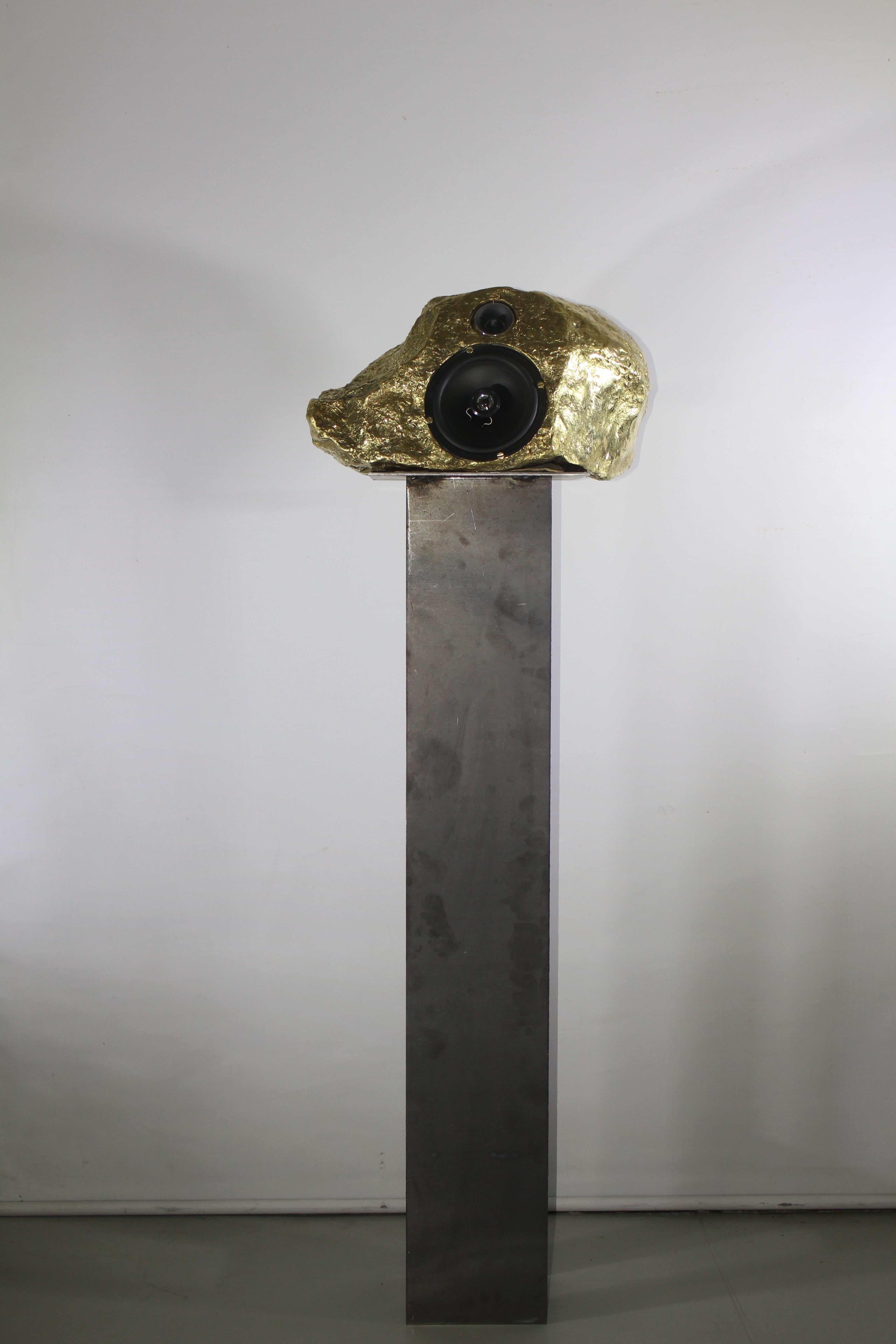 Post-Modern Bronze Scultural Singing-Stone MDL. C. Speaker For Sale