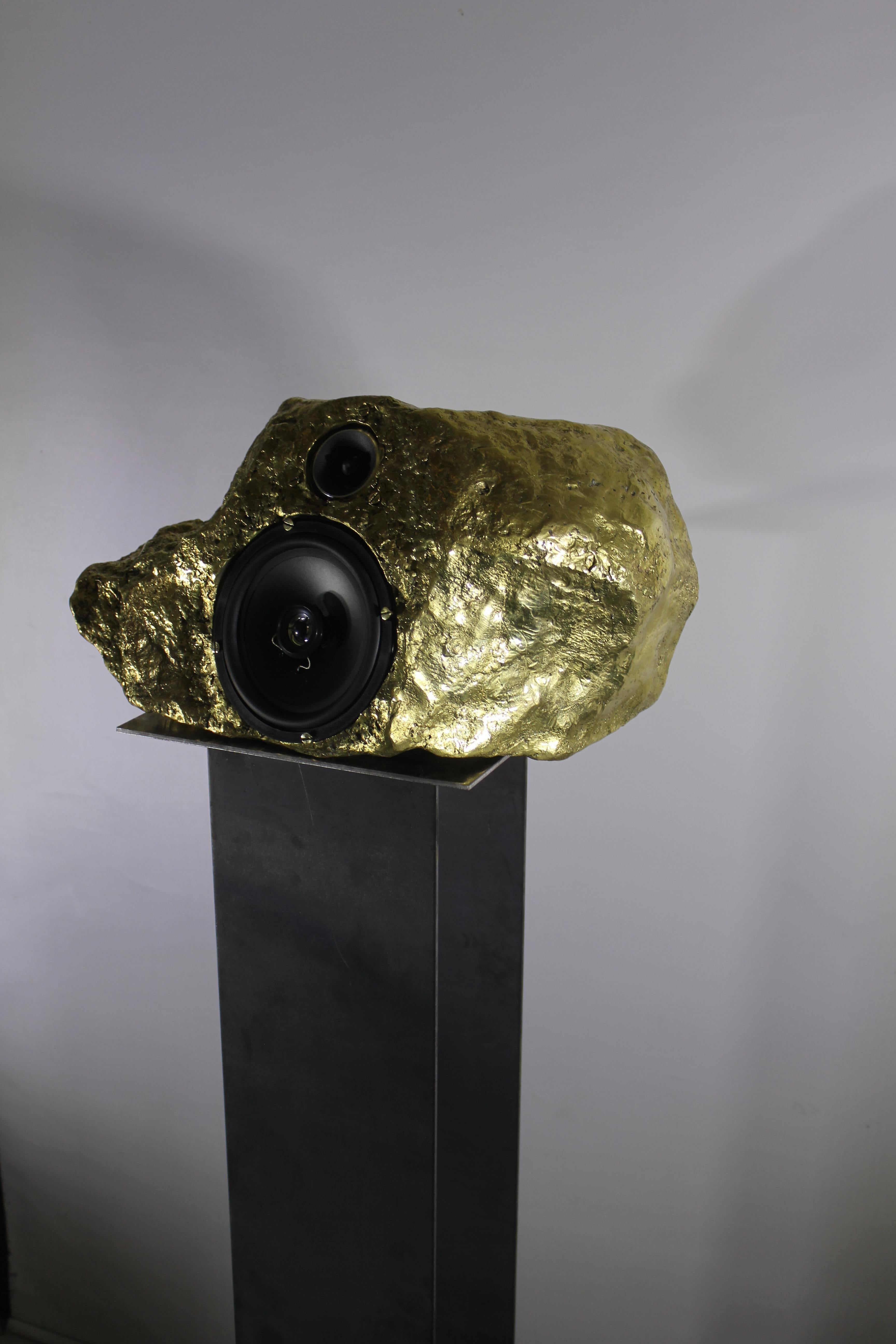 Cast Bronze Scultural Singing-Stone MDL. C. Speaker For Sale