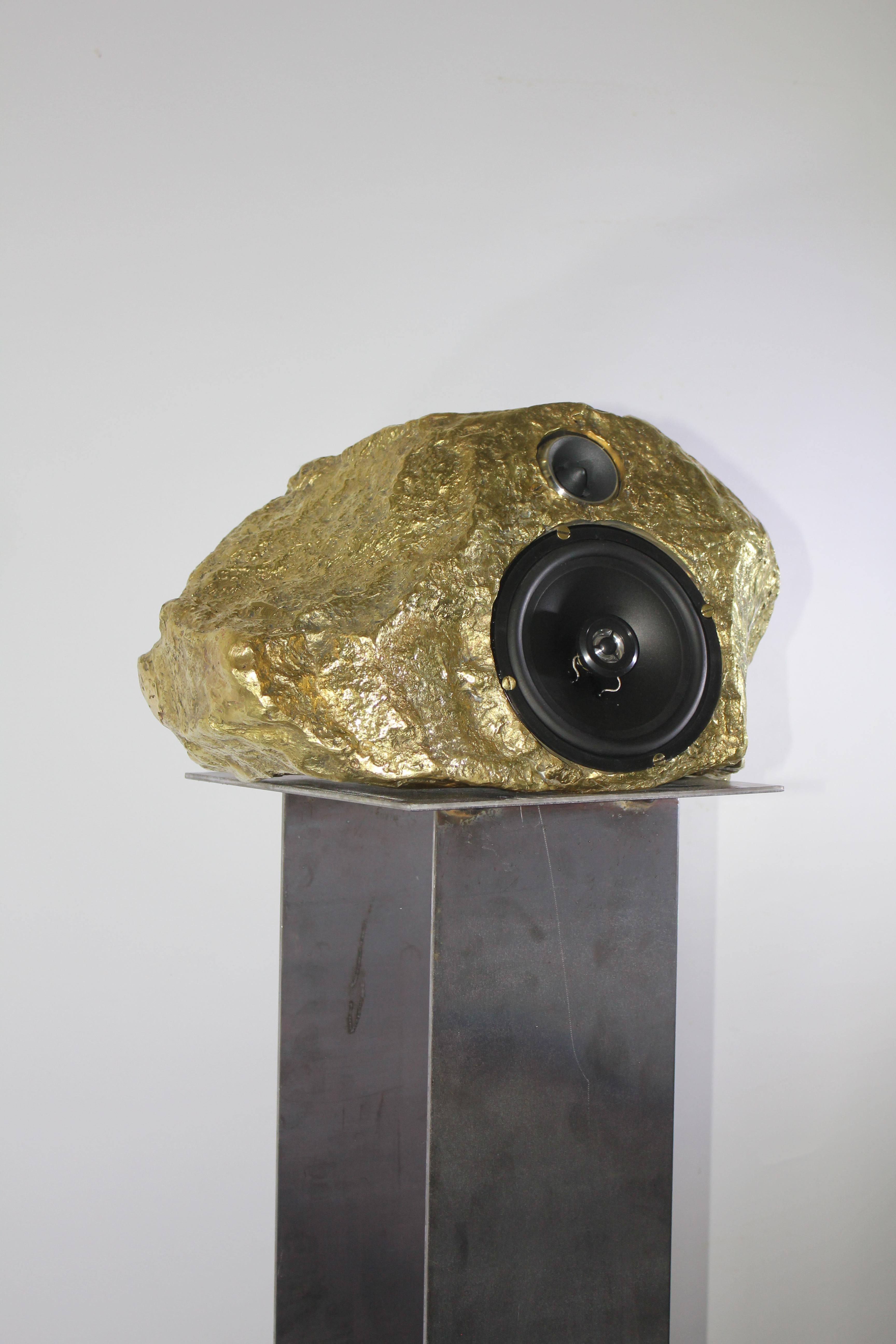 Contemporary Bronze Scultural Singing-Stone MDL. C. Speaker For Sale