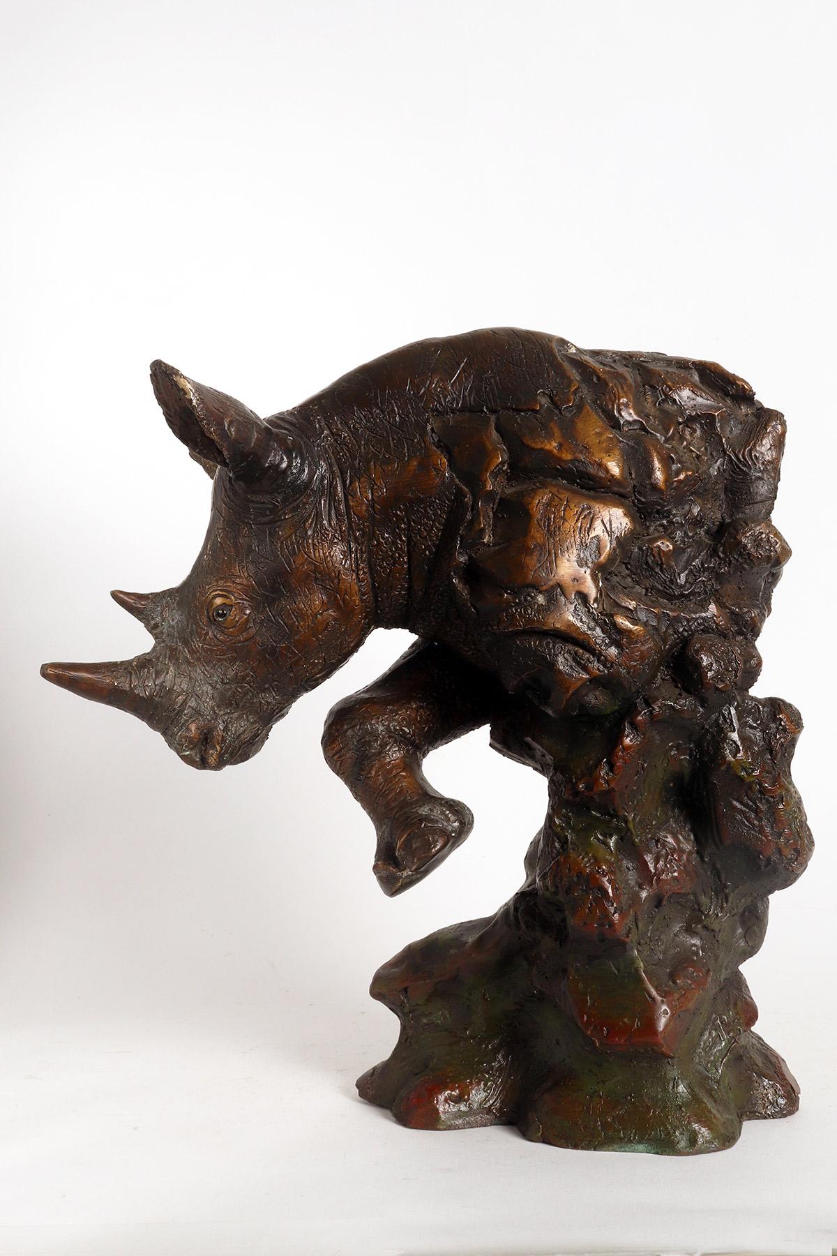 French Bronze sculture depicting a rhinoceros, France 1870 ca.   For Sale