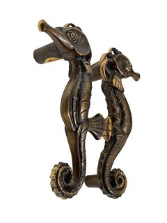 Bronze Seahorse push and pull door handles, 1970s