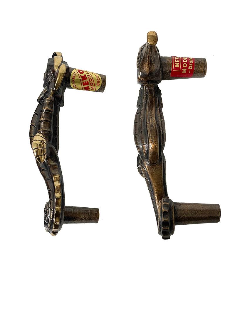 Bronze Seahorse push and pull door handles, 1970s For Sale 2