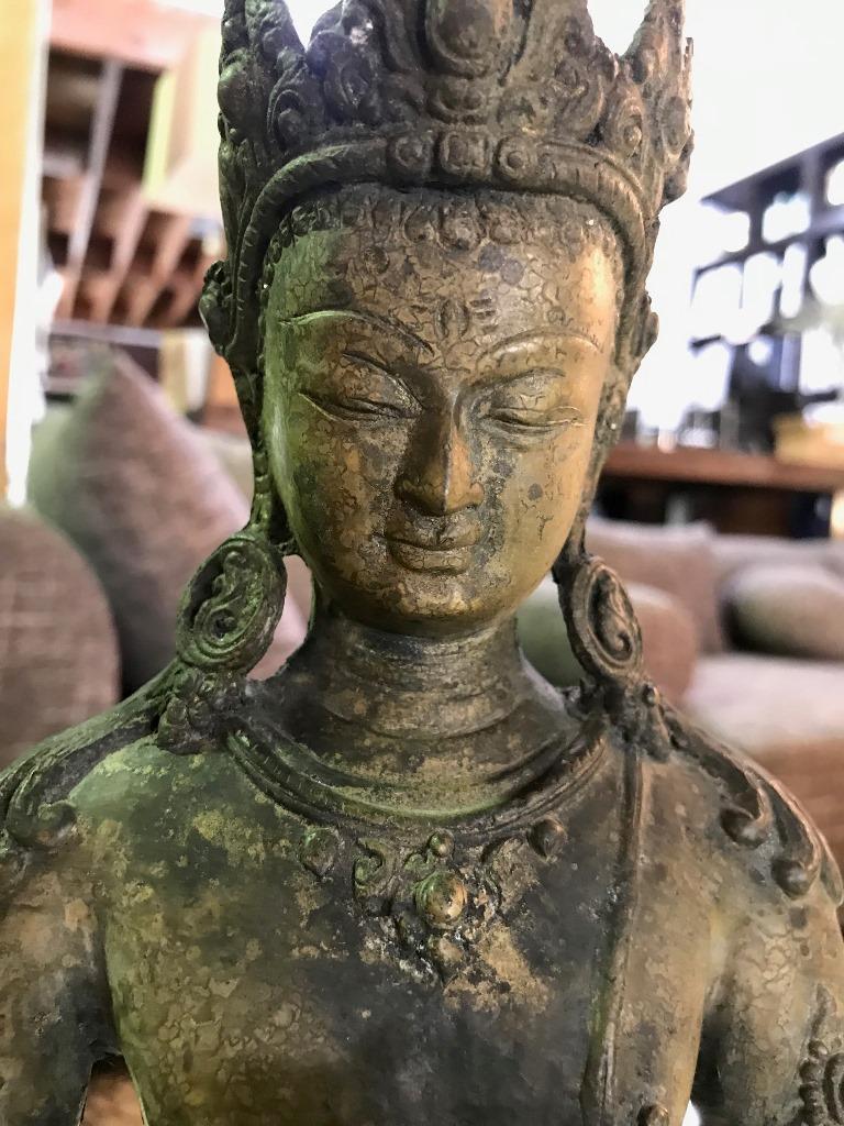 Really wonderful piece. Perhaps part of a family shrine at one time. Beautiful detail, coloring and patina that comes with handling and age.

We are listing as 20th century but could be older. 

From a collection of Asian