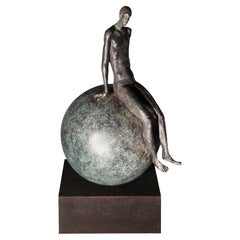 Sculpture Homme assis en bronze, Allemagne, Contemporaine