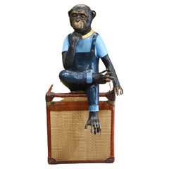 Bronze Seated Monkey Chimp Statue Chimpanzee Casting