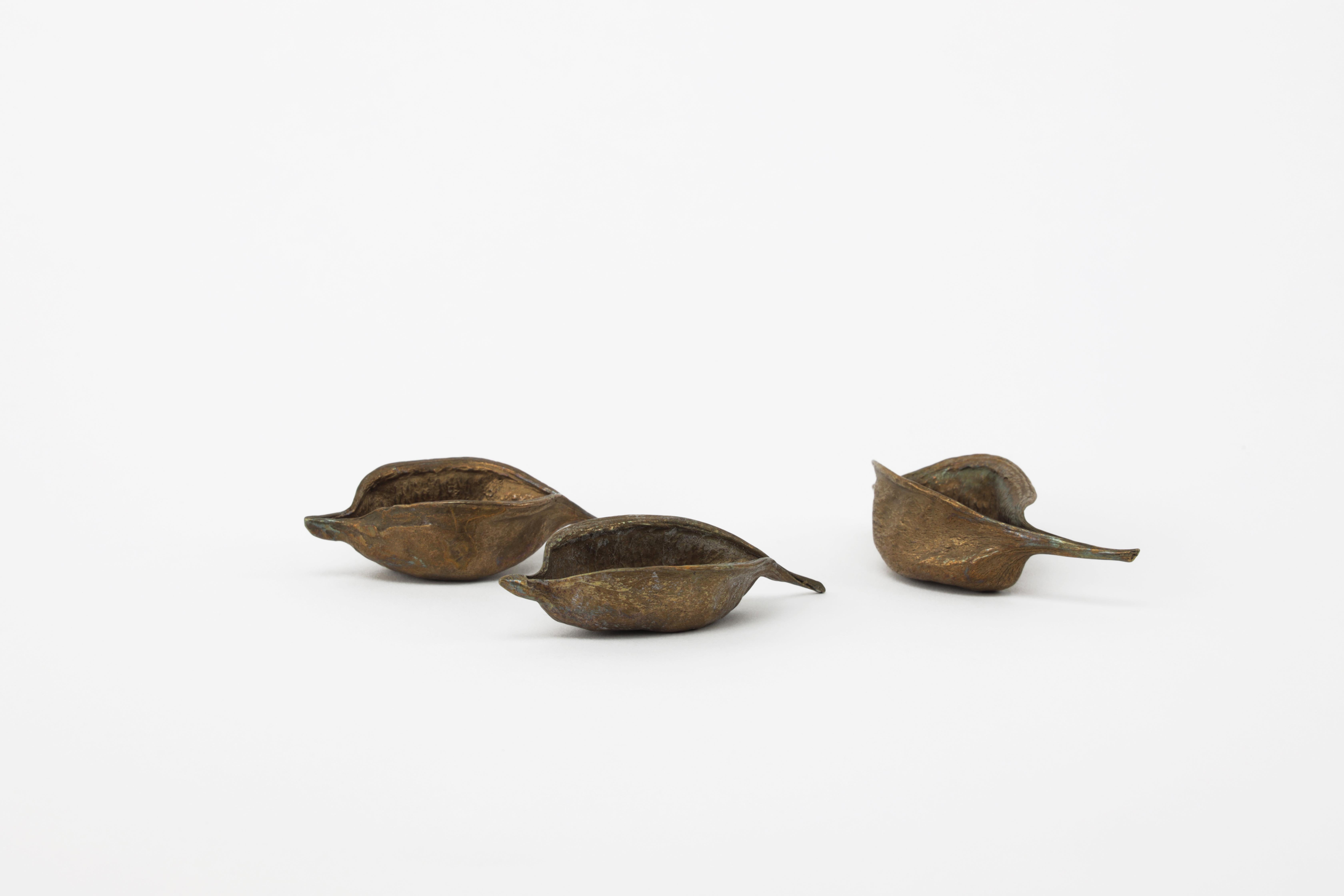 Organic Modern Bronze Seed Pod Catchall Set of 3 by Christopher Kreiling  For Sale