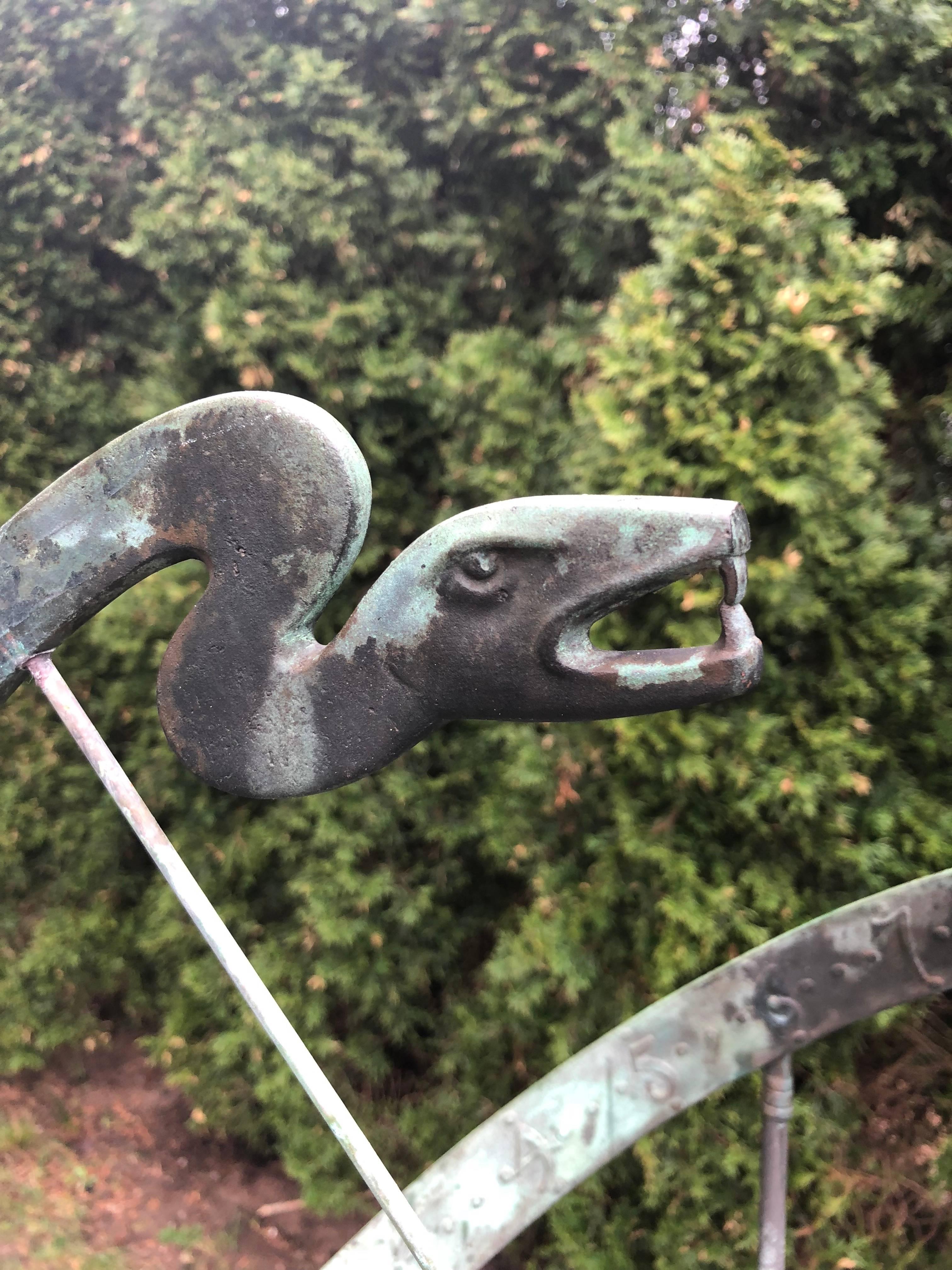 Bronze Serpent Armillary on Tall 18th Century French Limestone Pedestal 9