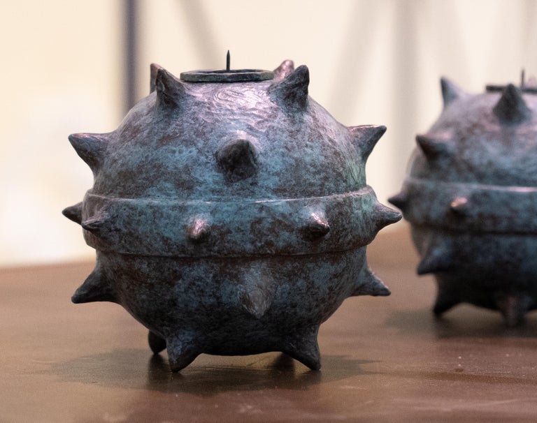 Set of 3 Bronze Candle Holders "ROMA" Collection (VG) Sphaerae Limited