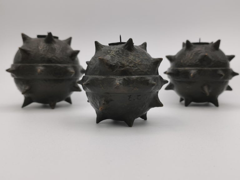 Set of 3 Bronze Candle Holders "ROMA" Collection (BR) Sphaerae Limited