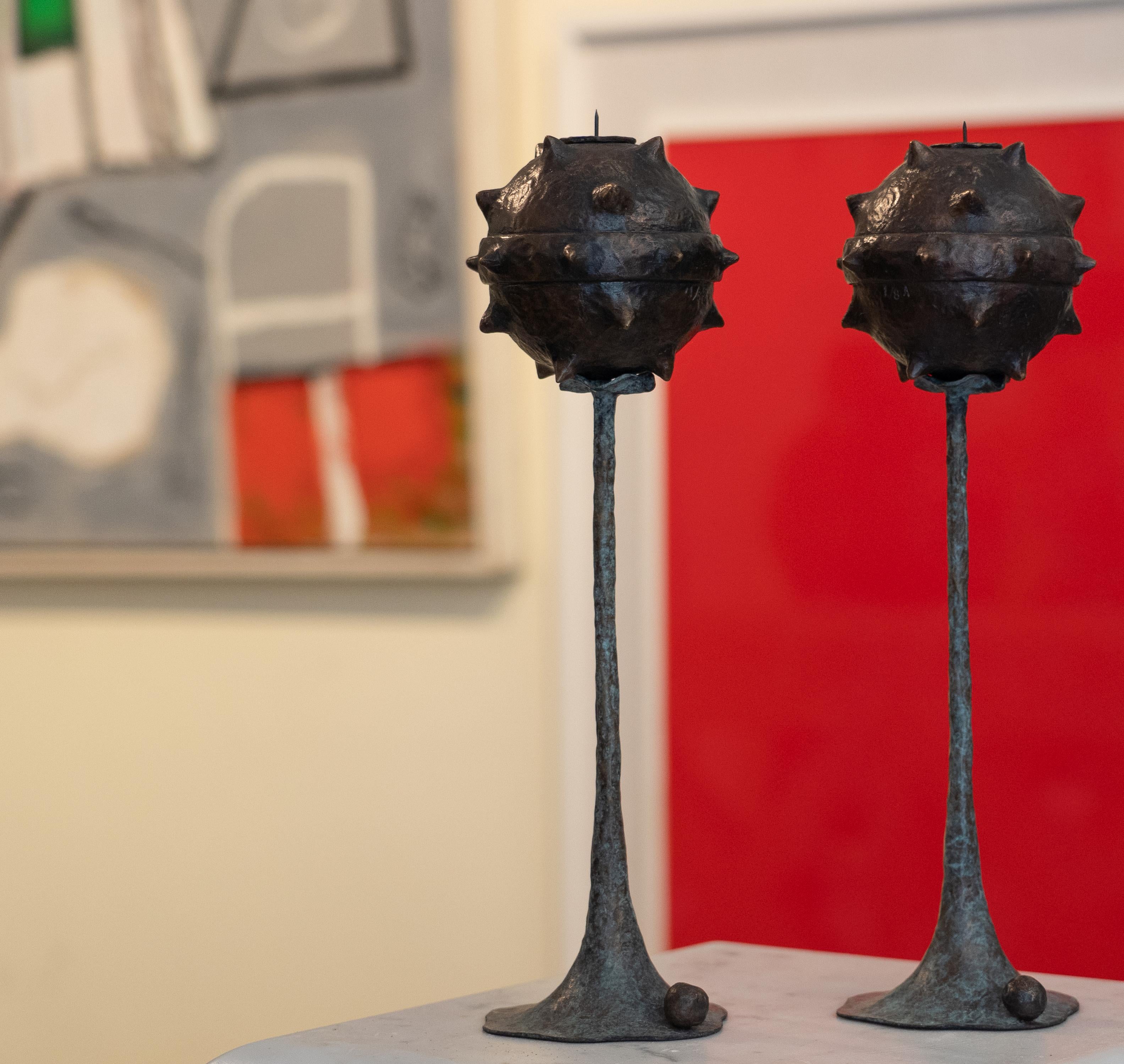 Patinated Set of Bronze Candlesticks ROMA Collection (VG+PJP) Primus Small Limited Edition For Sale