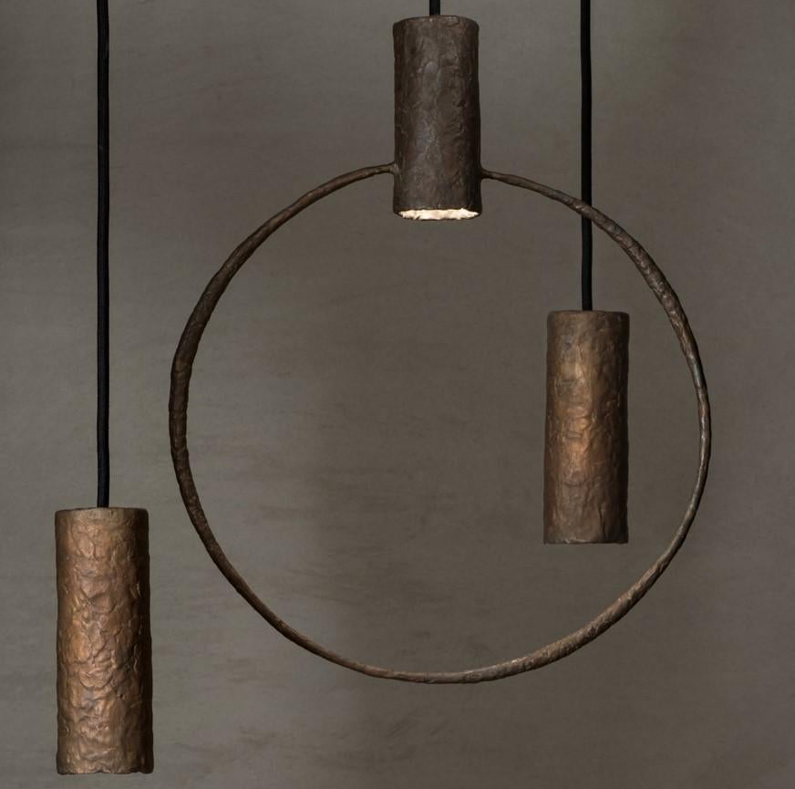 Lámpara colgante con juego de bronce by Makhno Ucraniano en venta