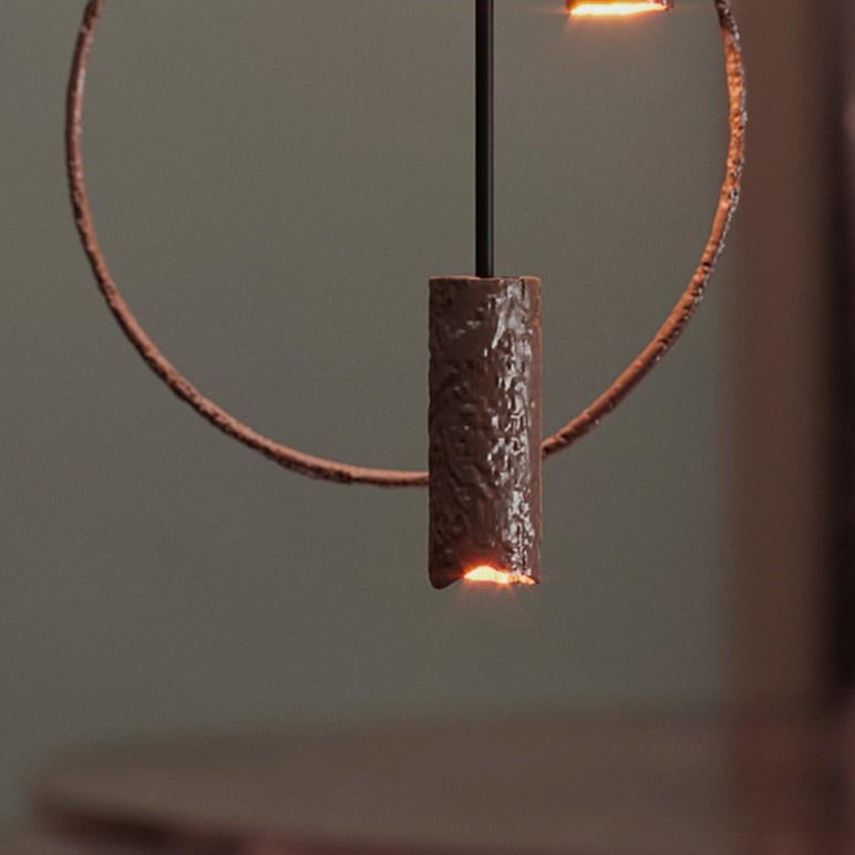 Ukrainian Bronze Set Pendant Lamp by Makhno