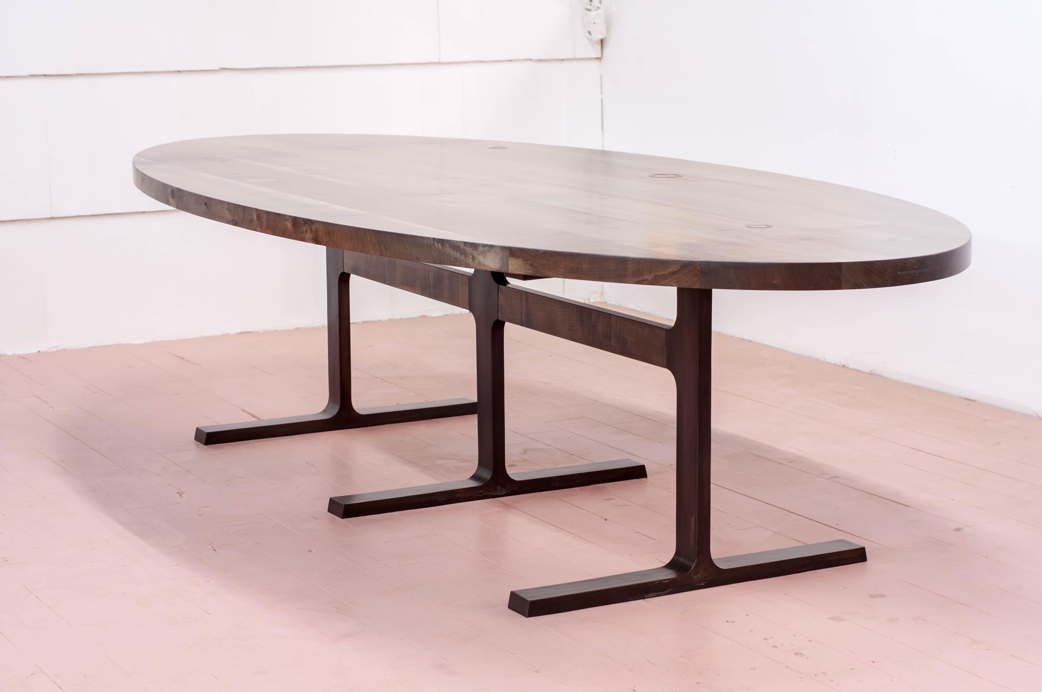 Contemporary Bronze Shaker Table in Oxidized Maple and Blackened Cast Bronze