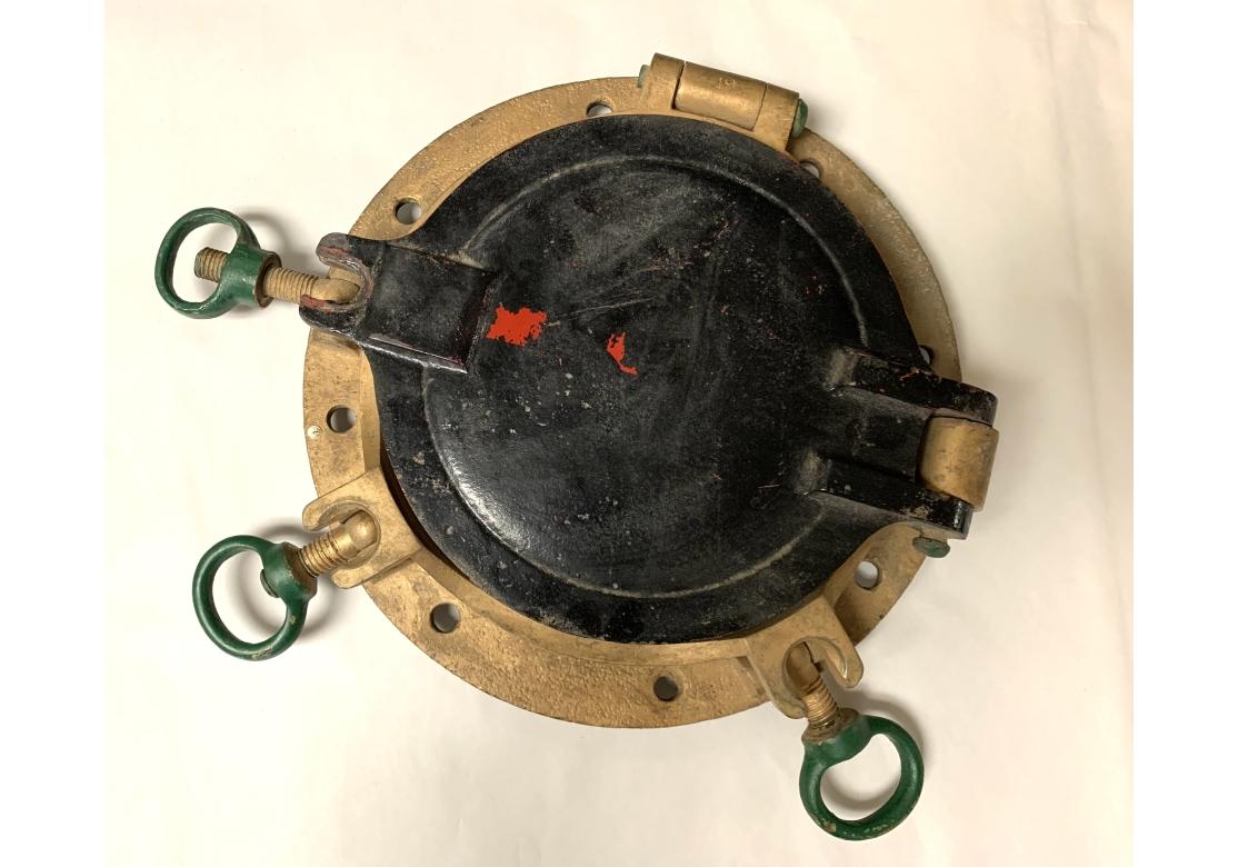 Industrial Bronze Ship Porthole With Storm Cover For Sale