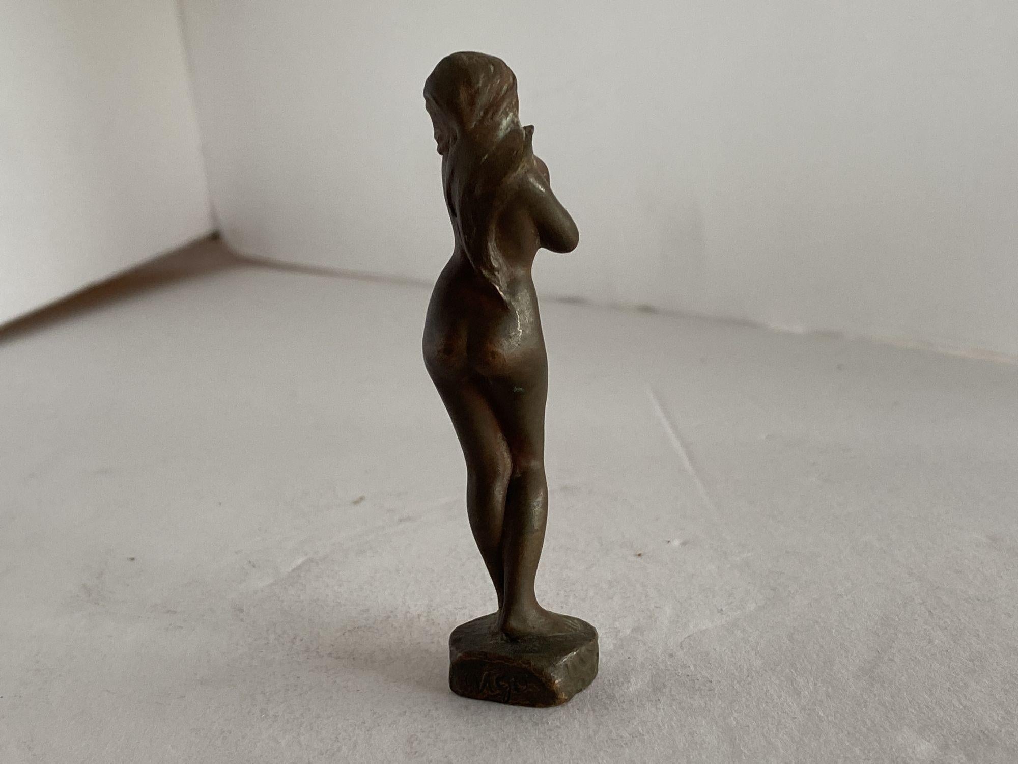 Bronze Shy Nude Women Art Nouveau Letter Wax Seal Stamp In Excellent Condition For Sale In Van Nuys, CA