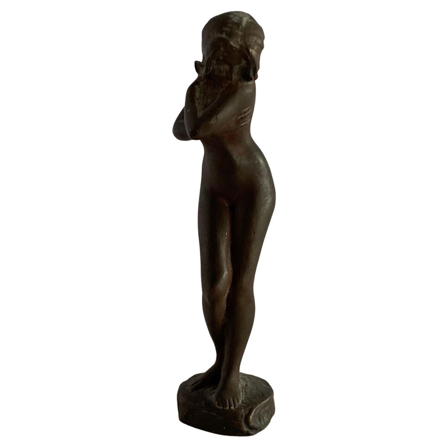 Bronze Shy Nude Women Art Nouveau Letter Wax Seal Stamp For Sale