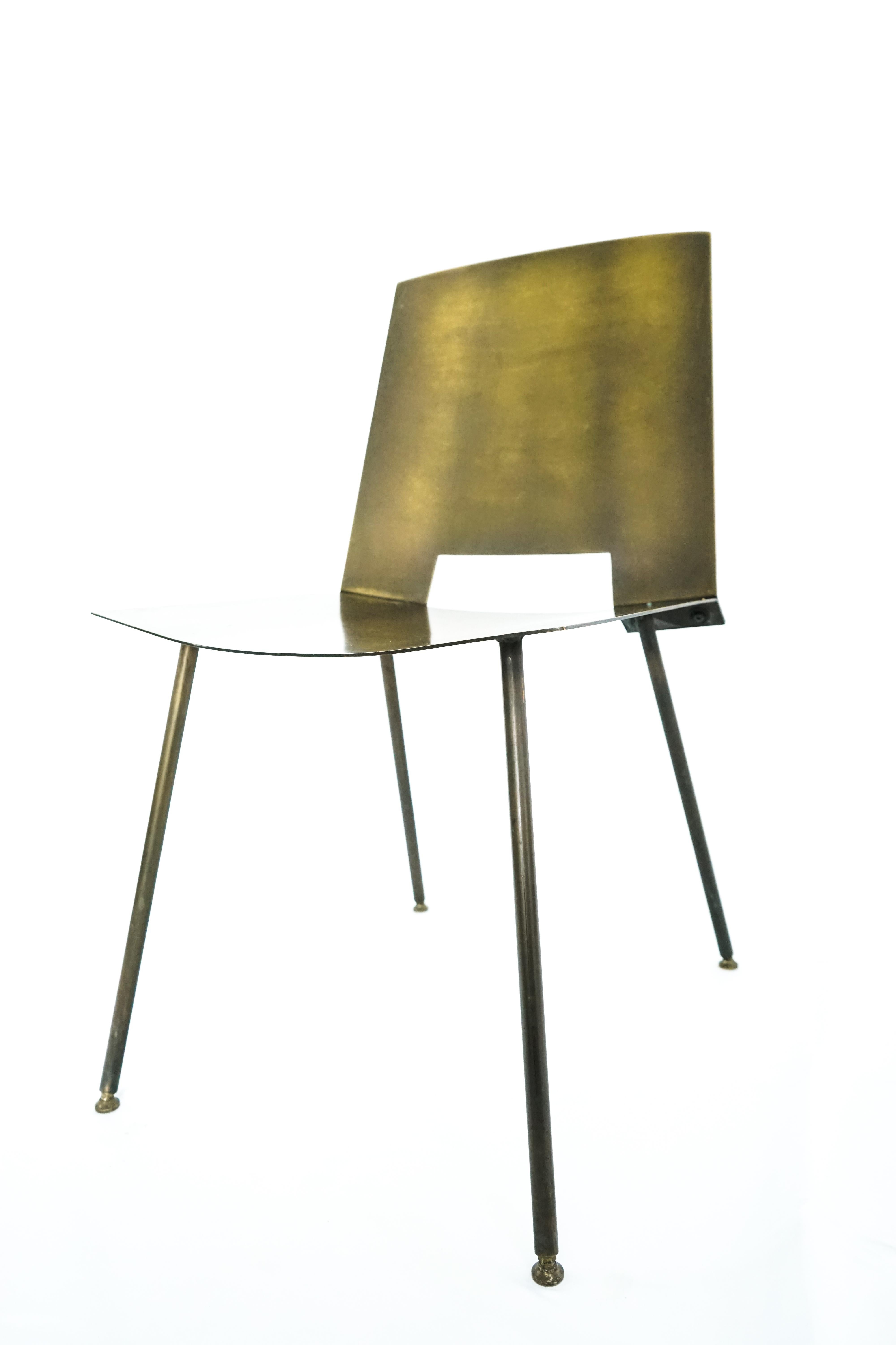 21st century, contemporary, modern, Bronze Side Chair by Edelman New York
Customizable finish available upon request.
-) Chair height 35.125”
-) Seat height 19.25” 
-) Seat width 19.625” 
-) Back Height 17.75”.