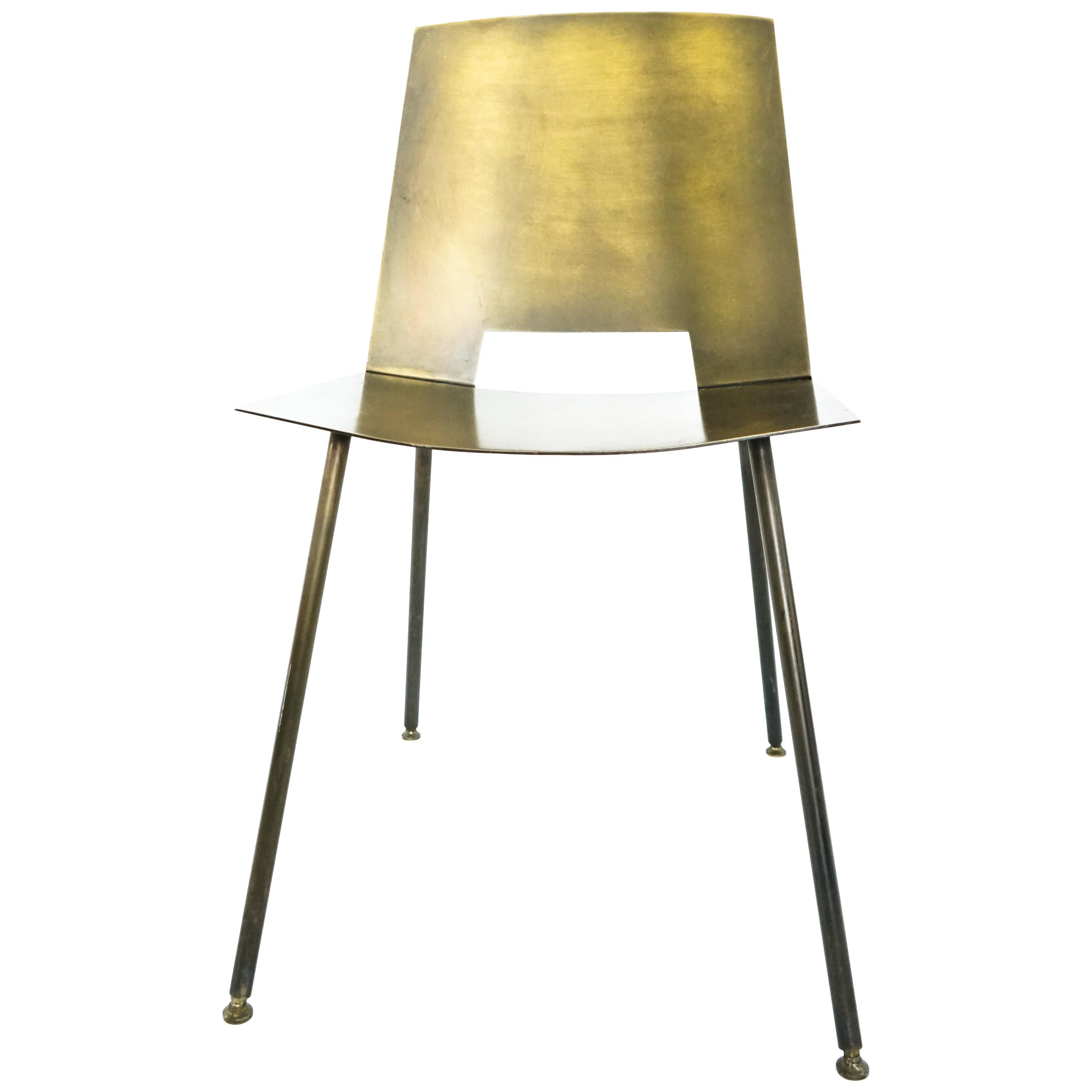 21st century, contemporary, modern, Minimalist, Bronze Sheet Metal Side Chair 