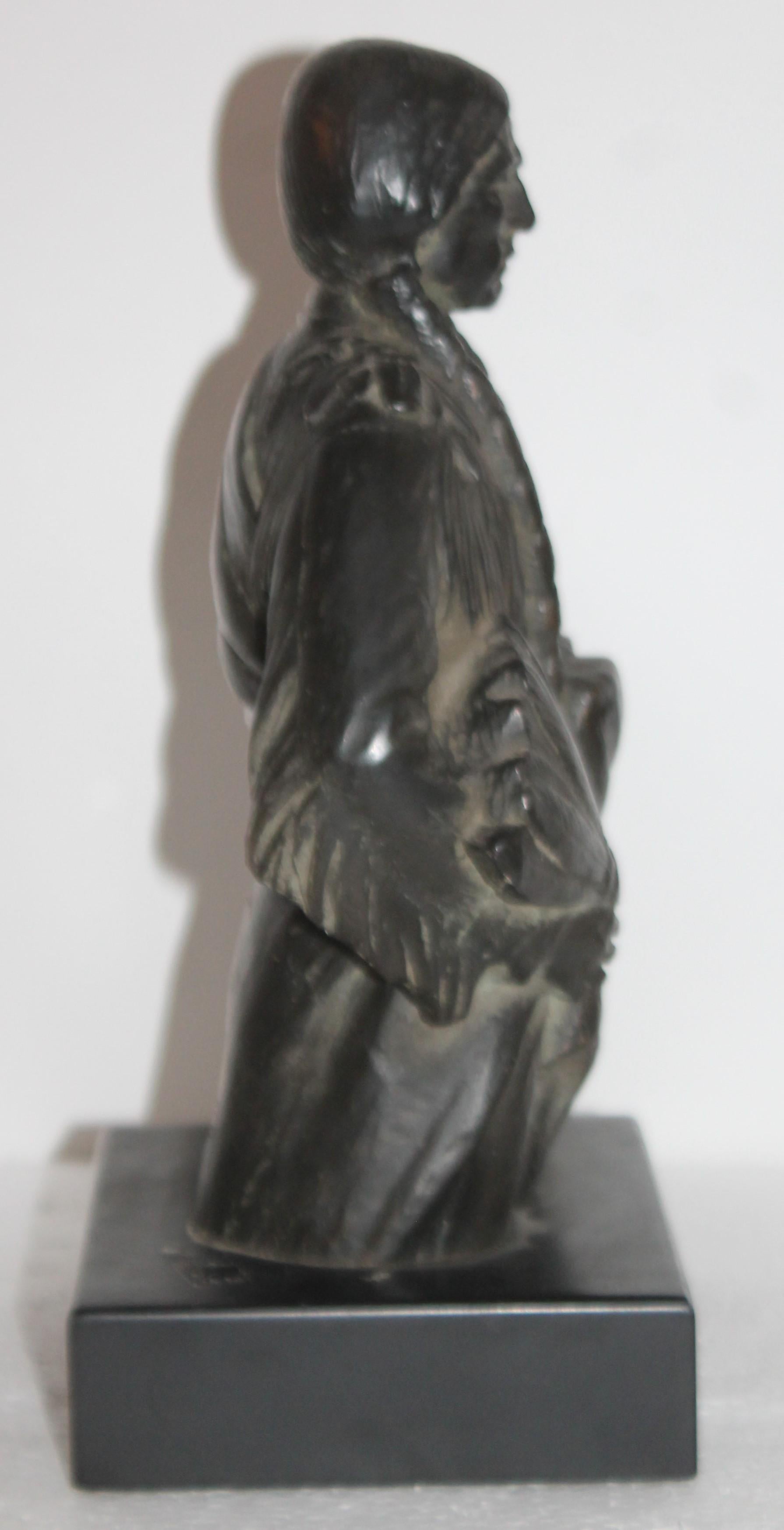 American Bronze Signed Indian Sculpture by Joseph Boulton For Sale
