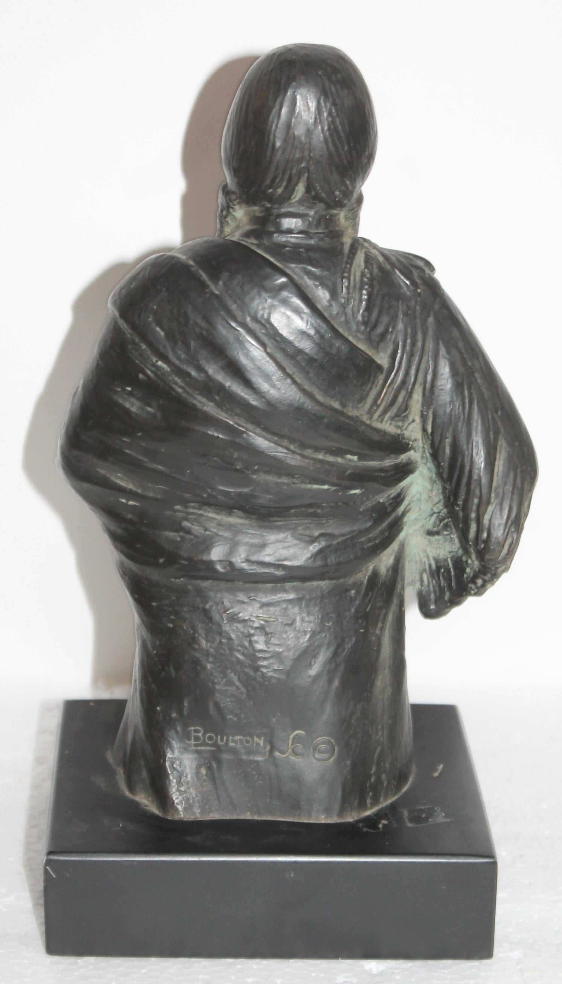 Hand-Crafted Bronze Signed Indian Sculpture by Joseph Boulton For Sale
