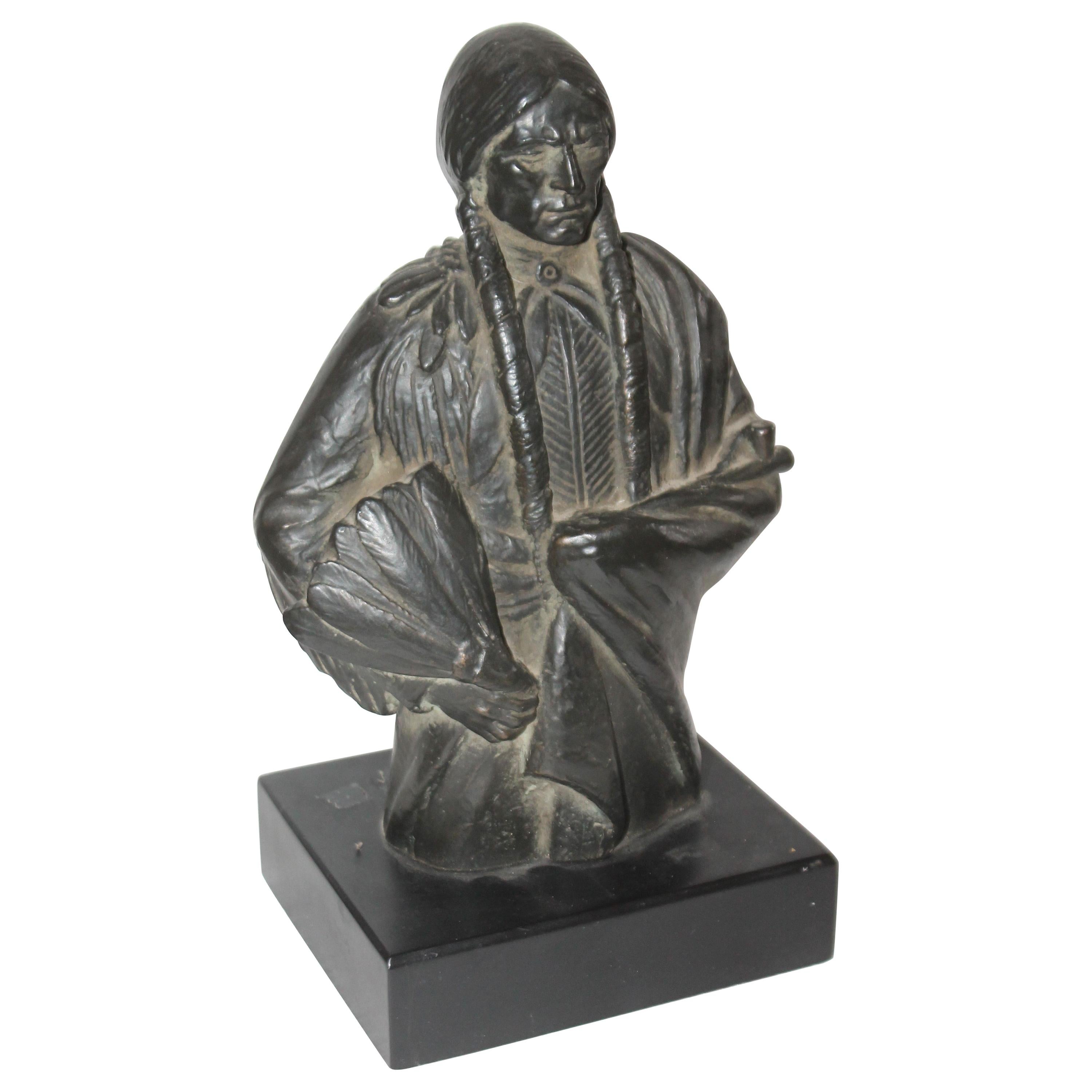 Bronze Signed Indian Sculpture by Joseph Boulton For Sale