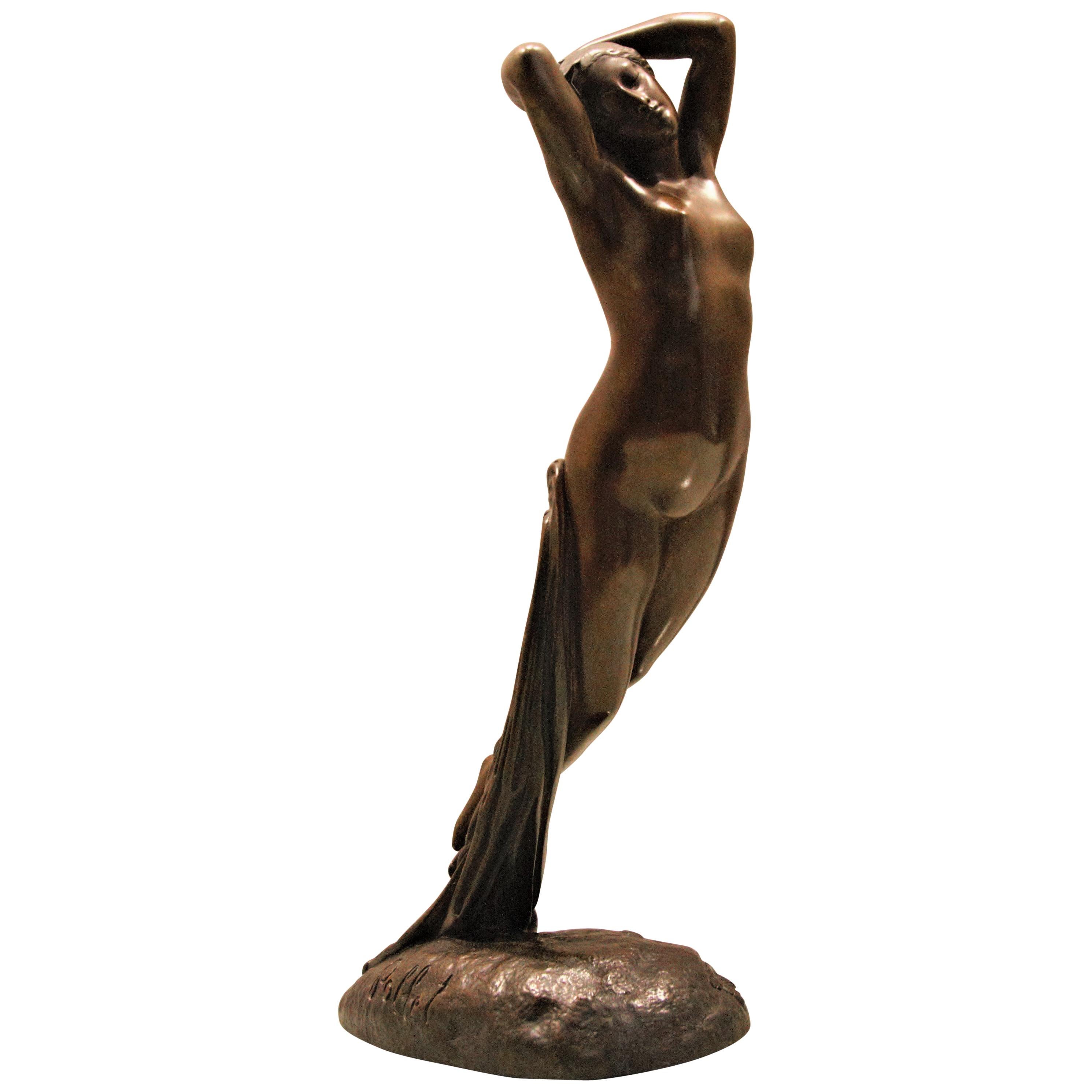 Bronze Signed Pollet , "Une heure de la nuit" For Sale