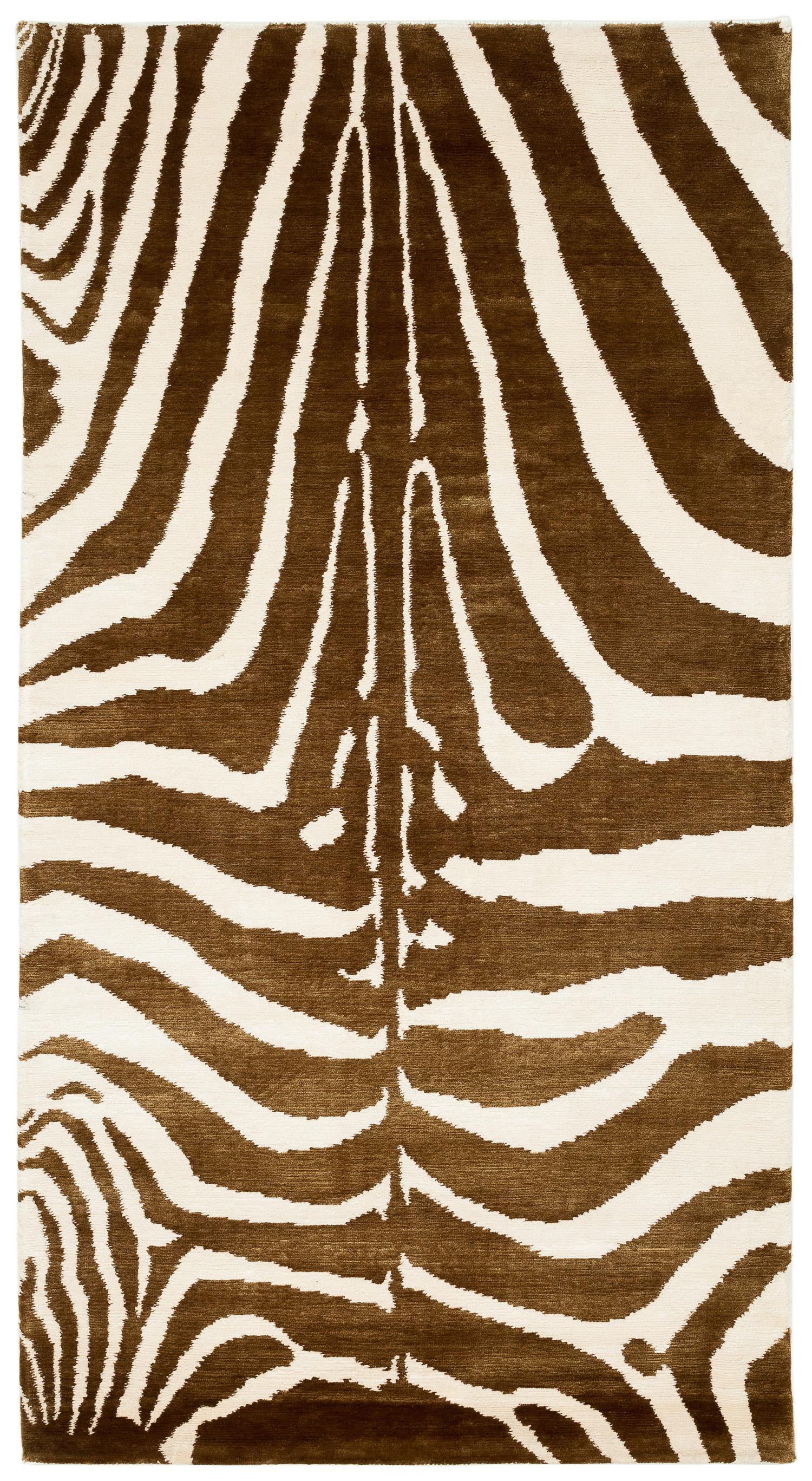 Tappeto Runner Accessorio Zebra in Seta Bronzo Annodato a Mano Di Joseph Carini in vendita 6