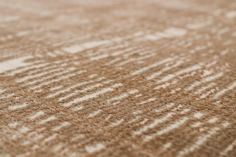 Bronze, Silver and White Silk and Wool Contemporary Grid Rug For Sale ...