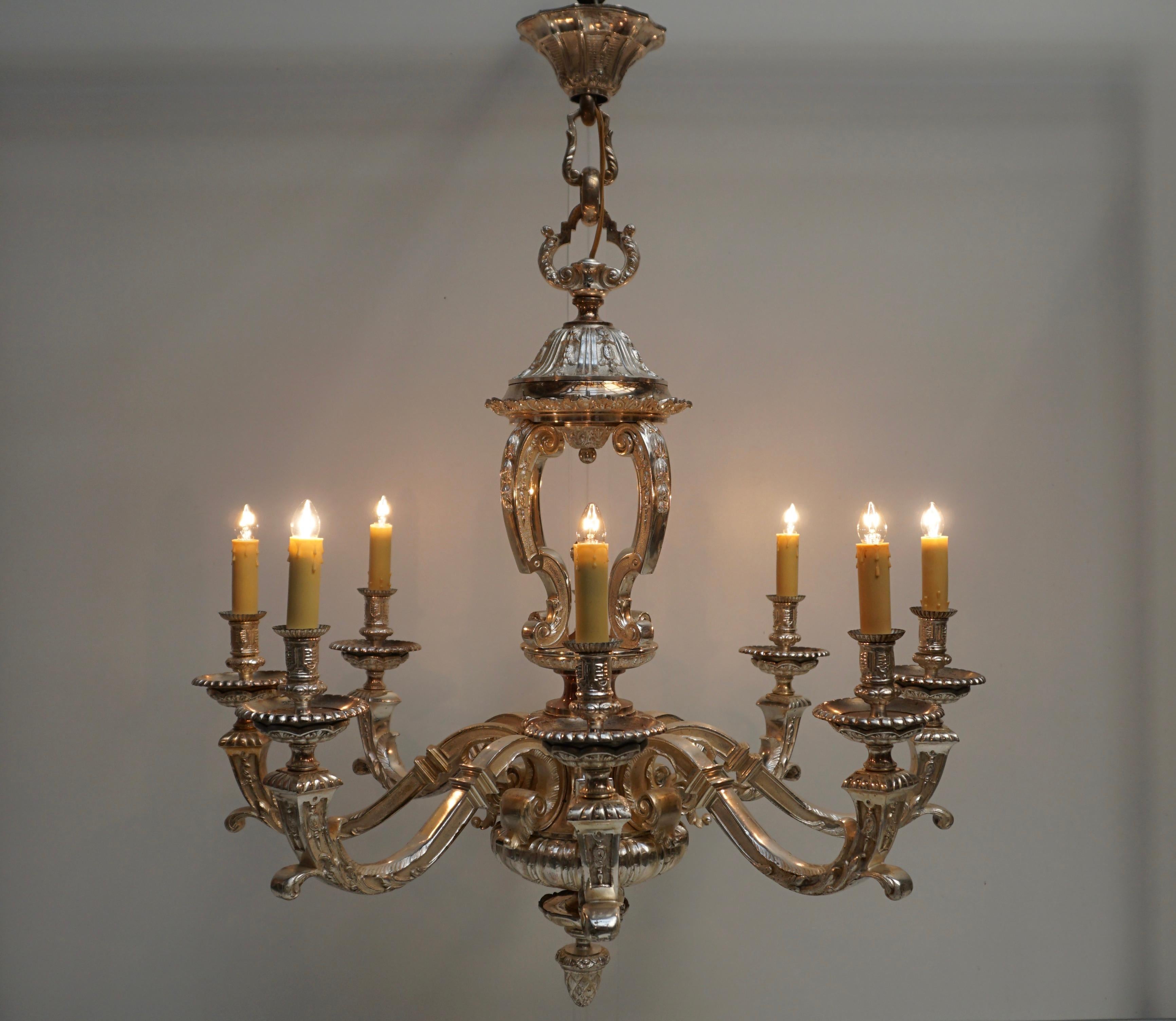 Lustre Mazarin en bronze plaqué argent en vente 2