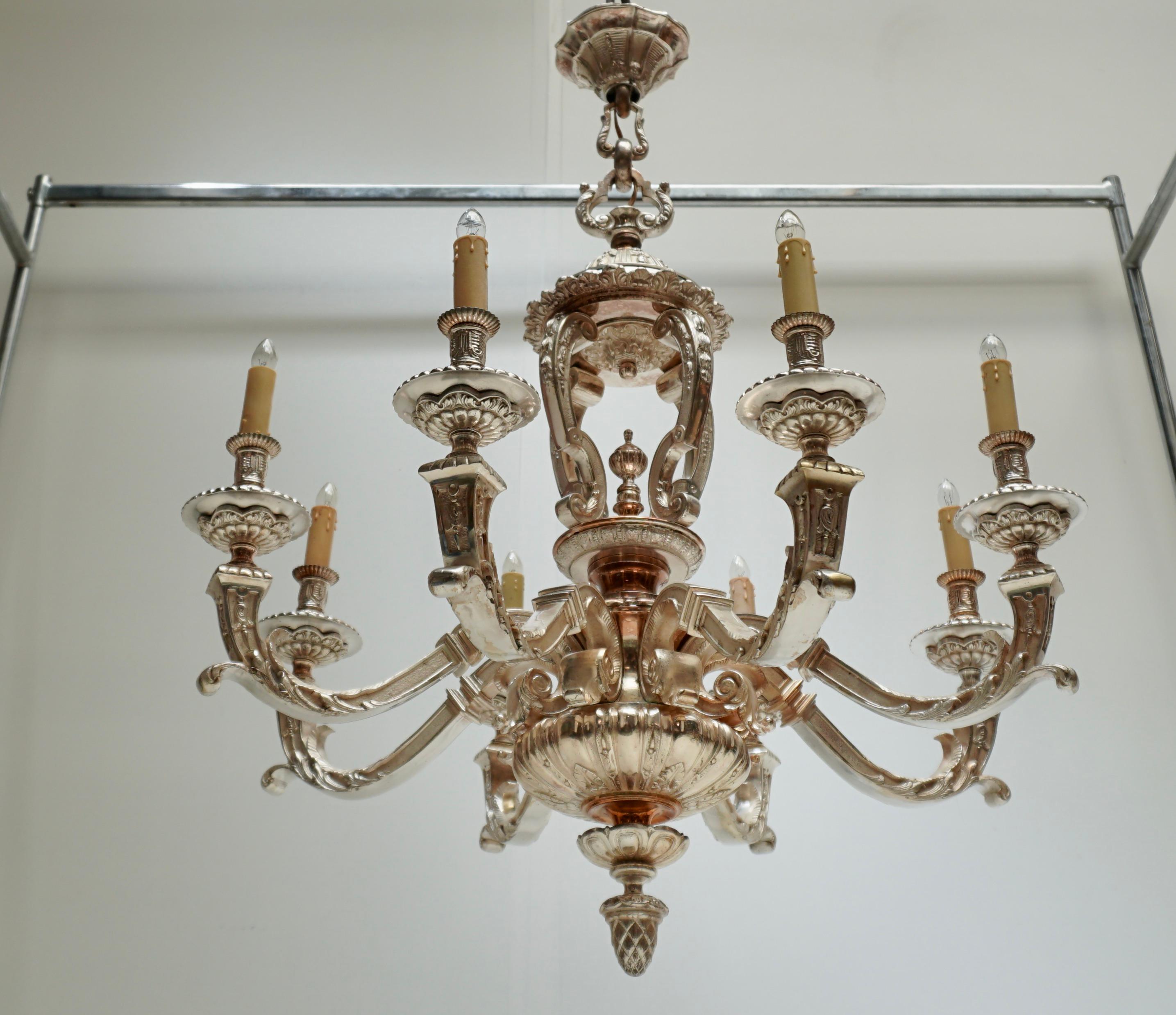Lampadario Mazarin placcato in bronzo e argento in vendita 5