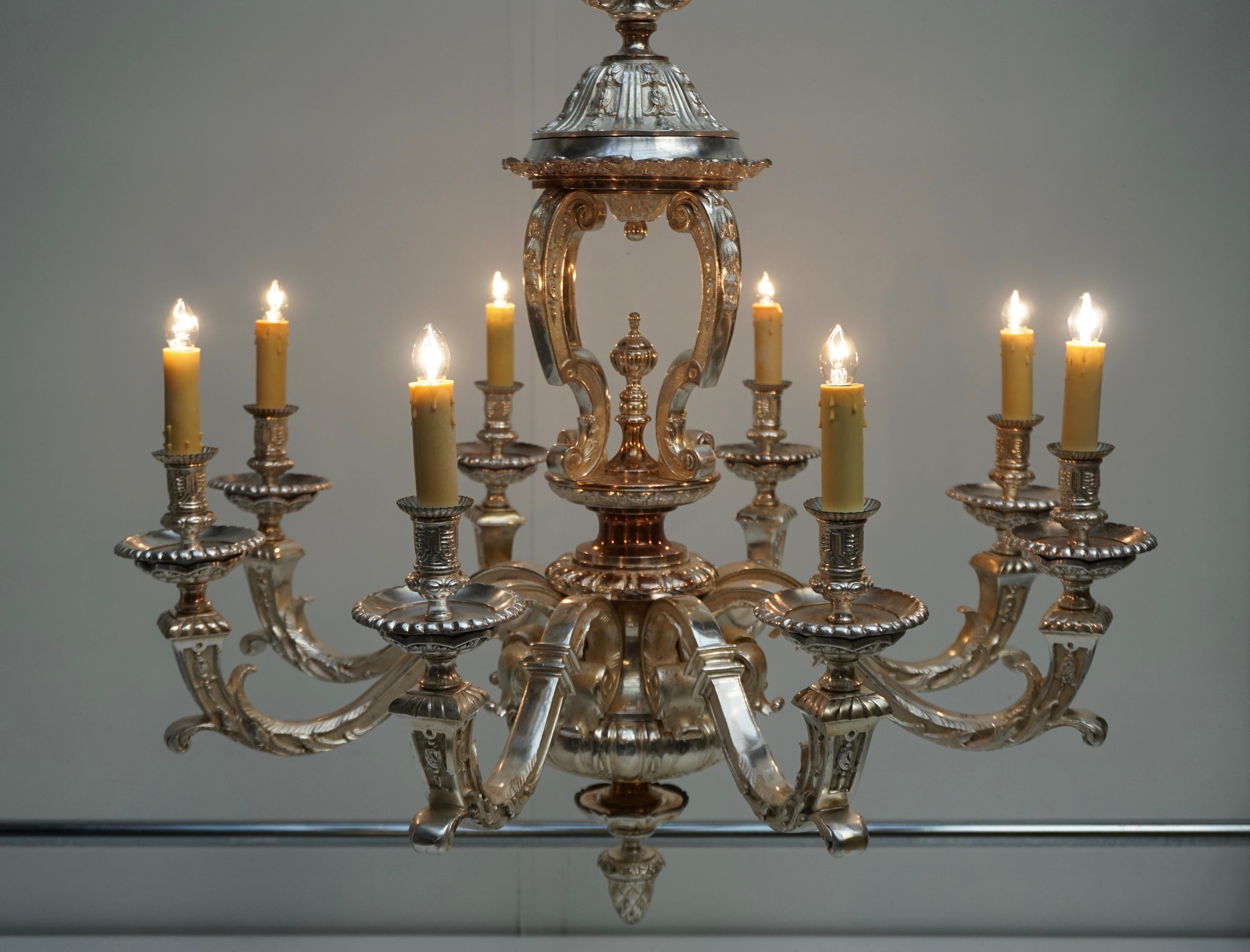 Lampadario Mazarin placcato in bronzo e argento in vendita 7