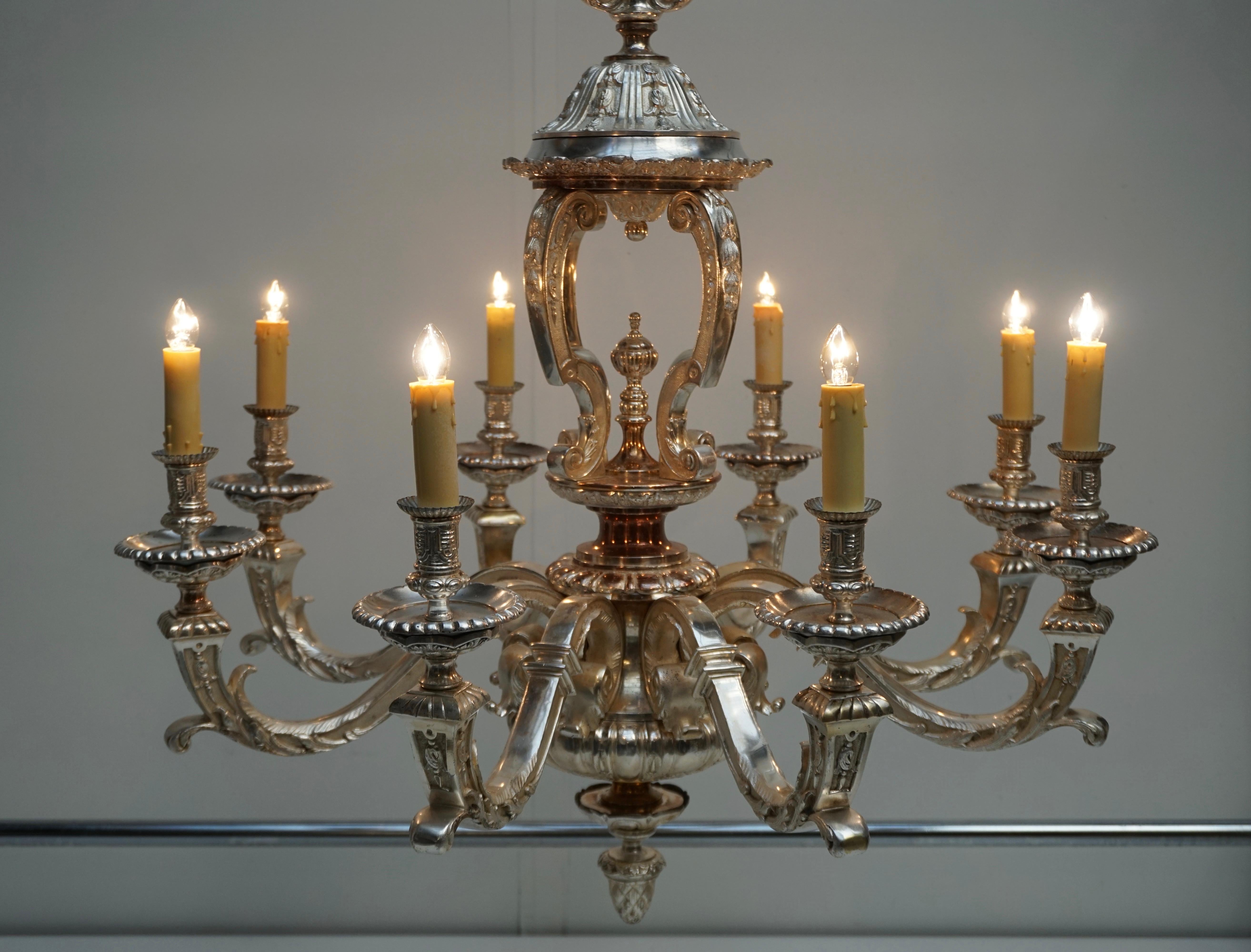 Lustre Mazarin en bronze plaqué argent en vente 7