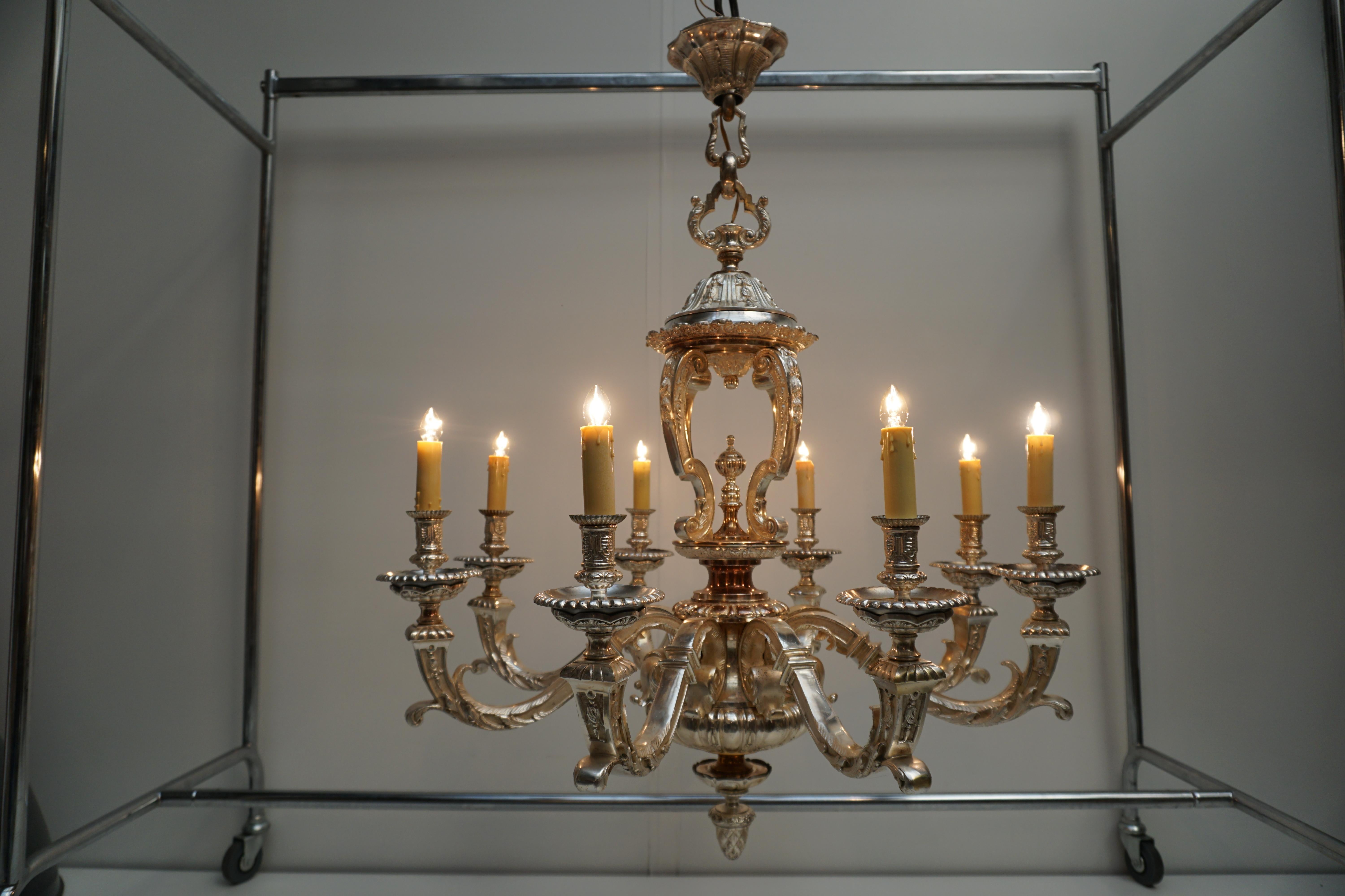 Lustre Mazarin en bronze plaqué argent en vente 8