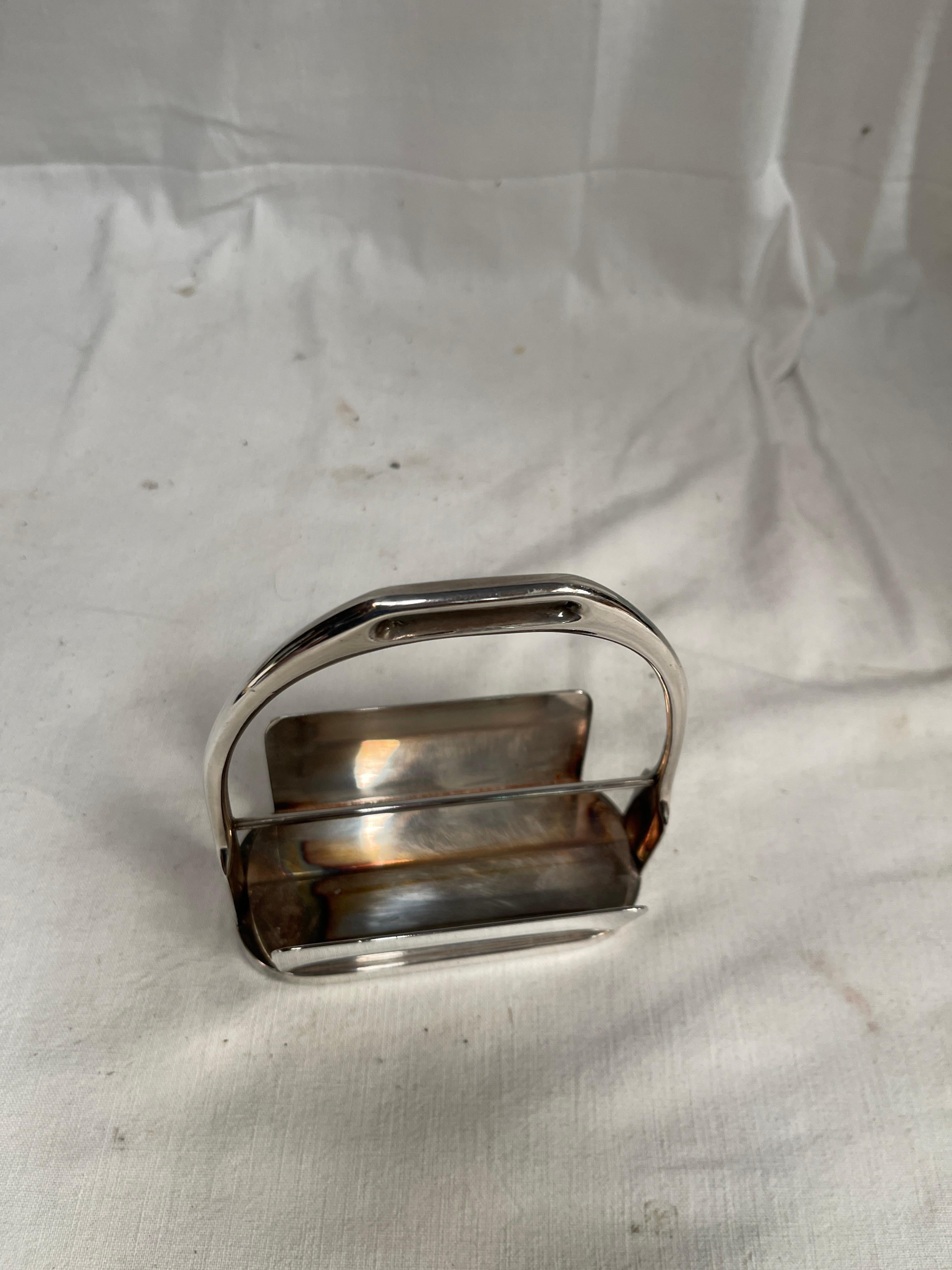 Late 20th Century Bronze silver plated stirrup cards holder by Hermès For Sale