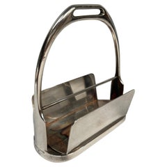 Bronze silver plated stirrup cards holder by Hermès
