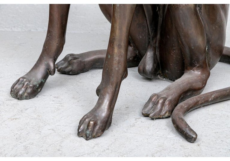 Bronze Sitting Life Size Greyhound Sculpture For Sale at 1stDibs