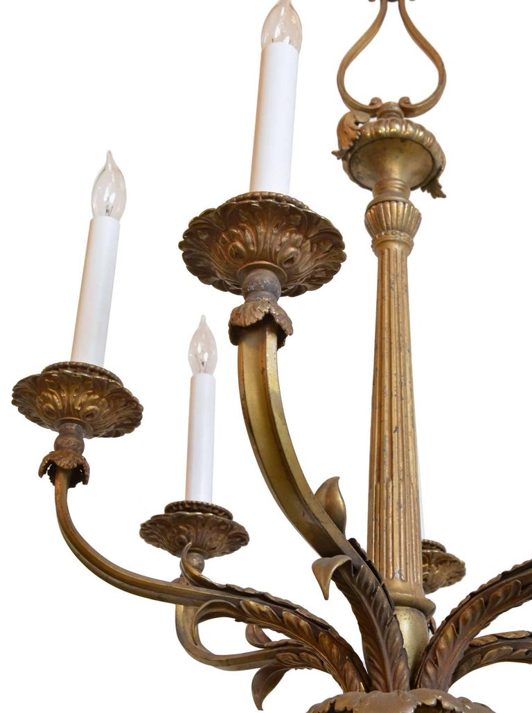Bronze SixCandle Chandelier with Acanthus Leaf at 1stDibs
