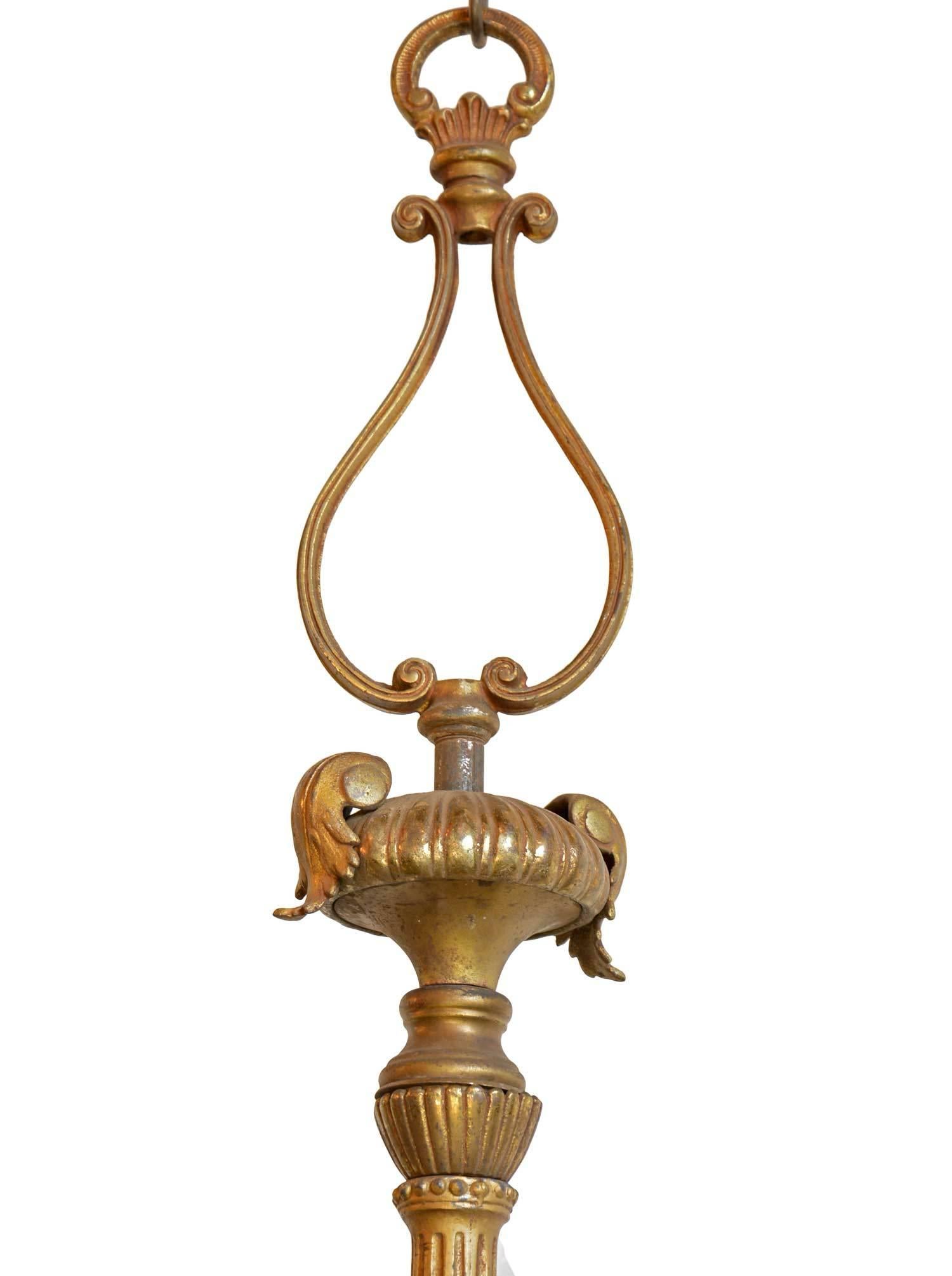 Bronze Six-Candle Chandelier with Acanthus Leaf In Good Condition In Minneapolis, MN