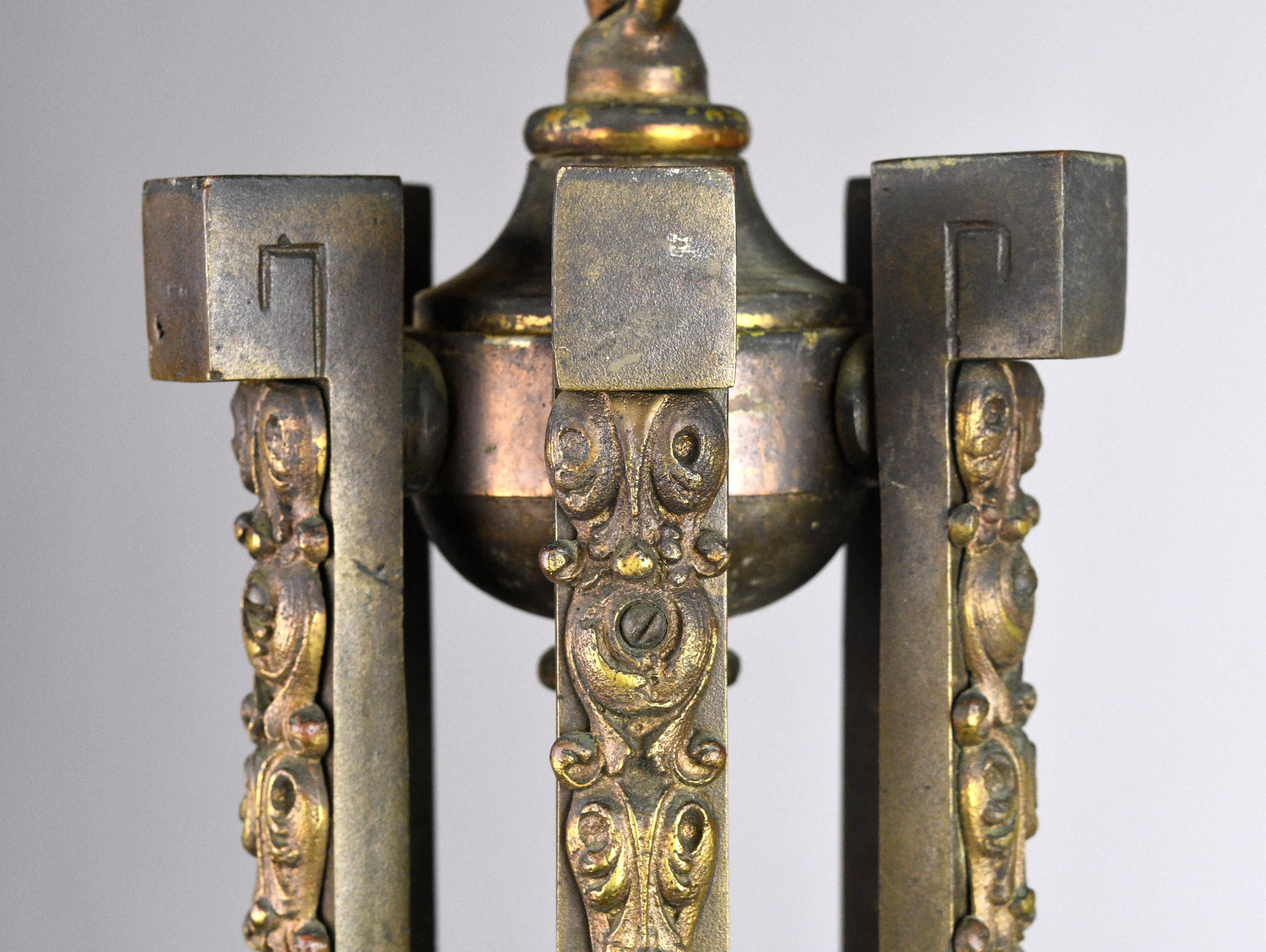 Early 20th Century Bronze Six-Light Chandelier For Sale