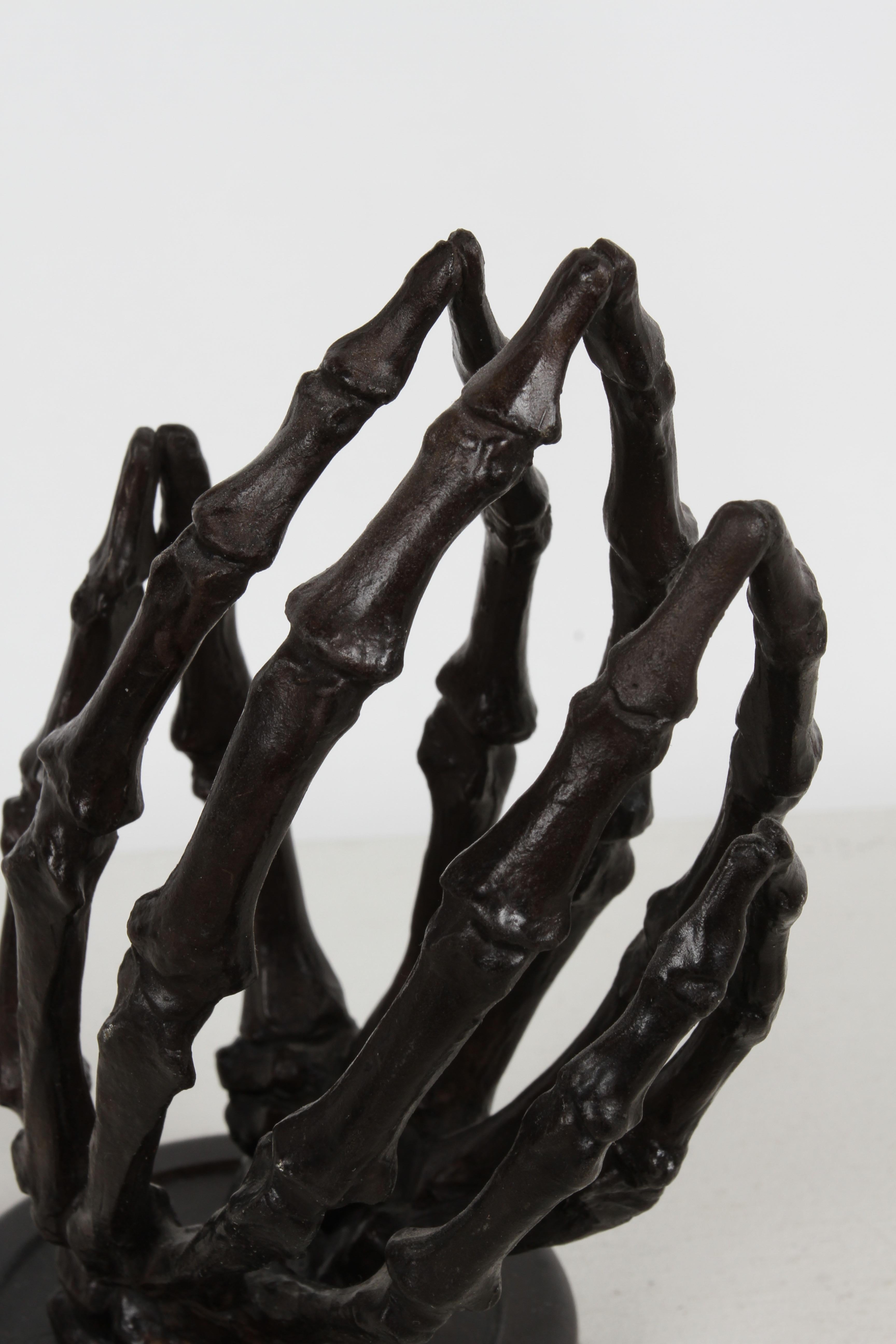 Bronze Skeleton Praying Hands Sculpture - Titled Eternal Hope - Signed Park '92 For Sale 11