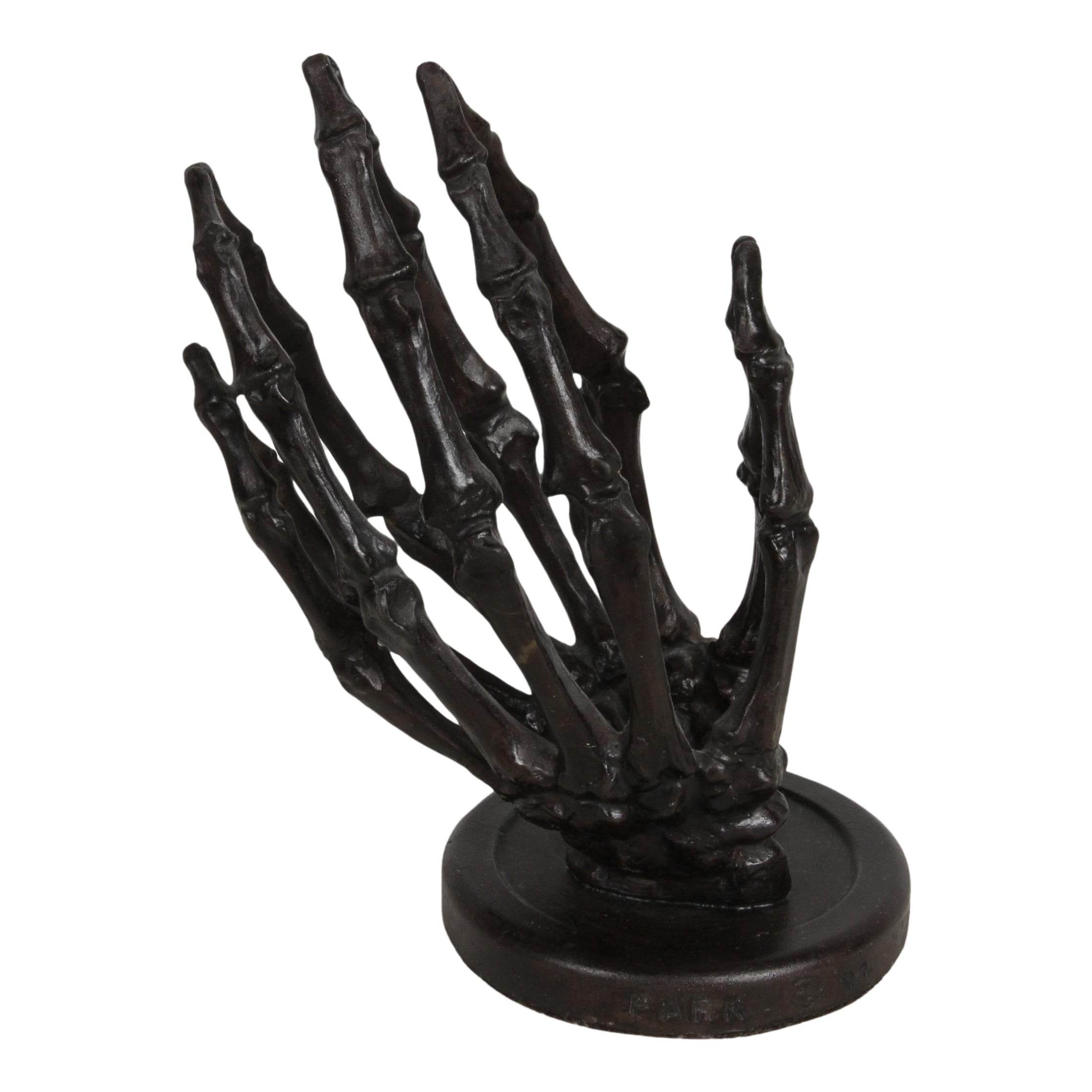 Bronze Skeleton Praying Hands Sculpture - Titled Eternal Hope - Signed Park '92 For Sale