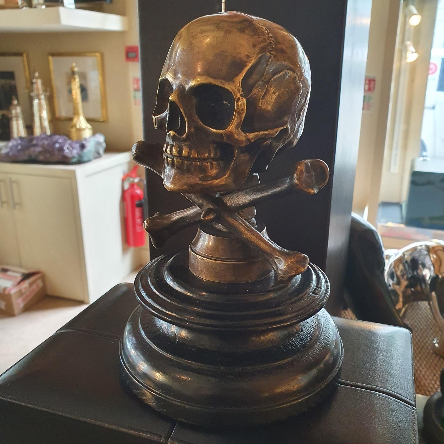 Patinated Bronze 'Skull' Radiator Mascot by Emile Brégeon For Sale