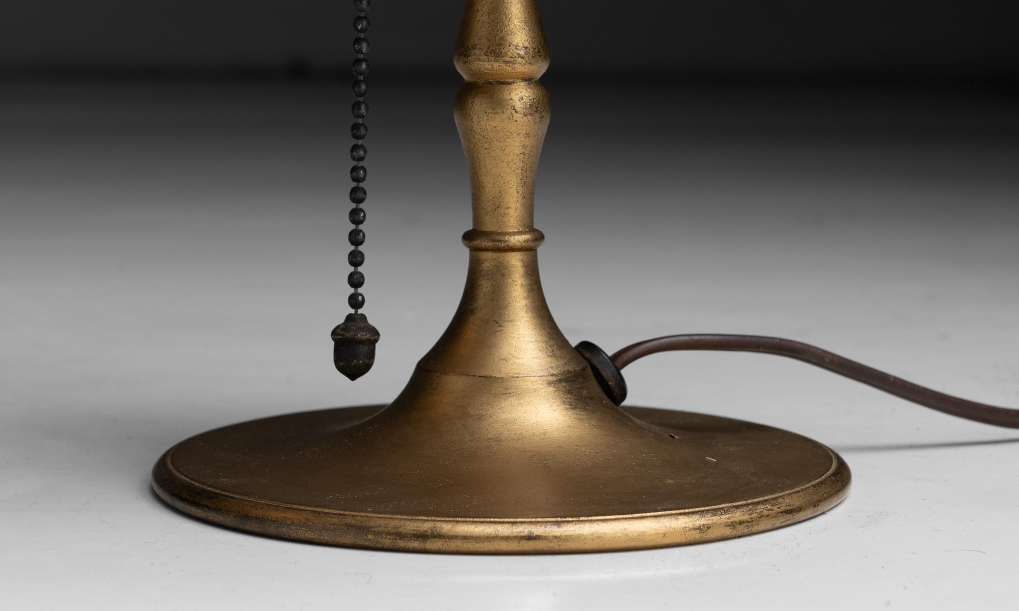 Early 20th Century Bronze Slag Glass Boudoir Lamps, America circa 1920
