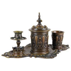 Räucherset aus Bronze, markiert, Deutschland, um 1880