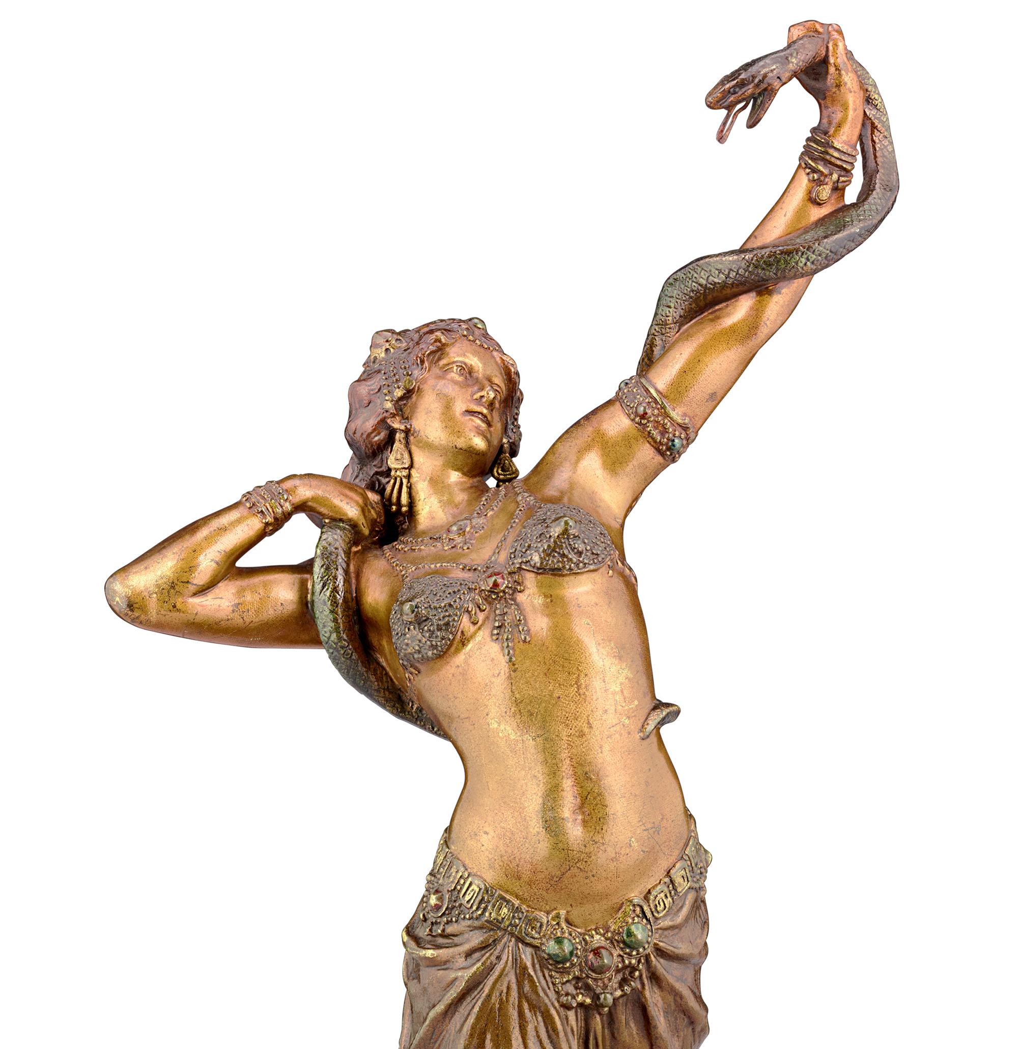 Schlangenbeschwörer aus Bronze von Franz Bergman im Zustand „Gut“ im Angebot in New Orleans, LA